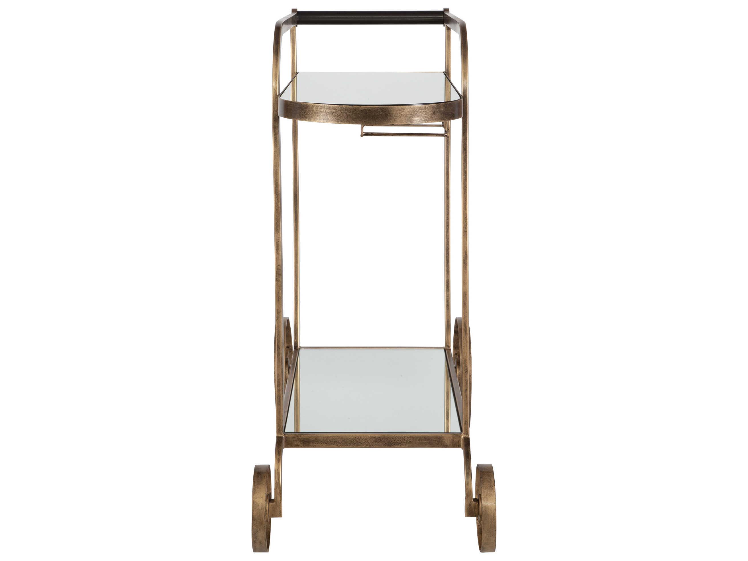 Uttermost Carrinho Glass Antique Brass Bar Cart