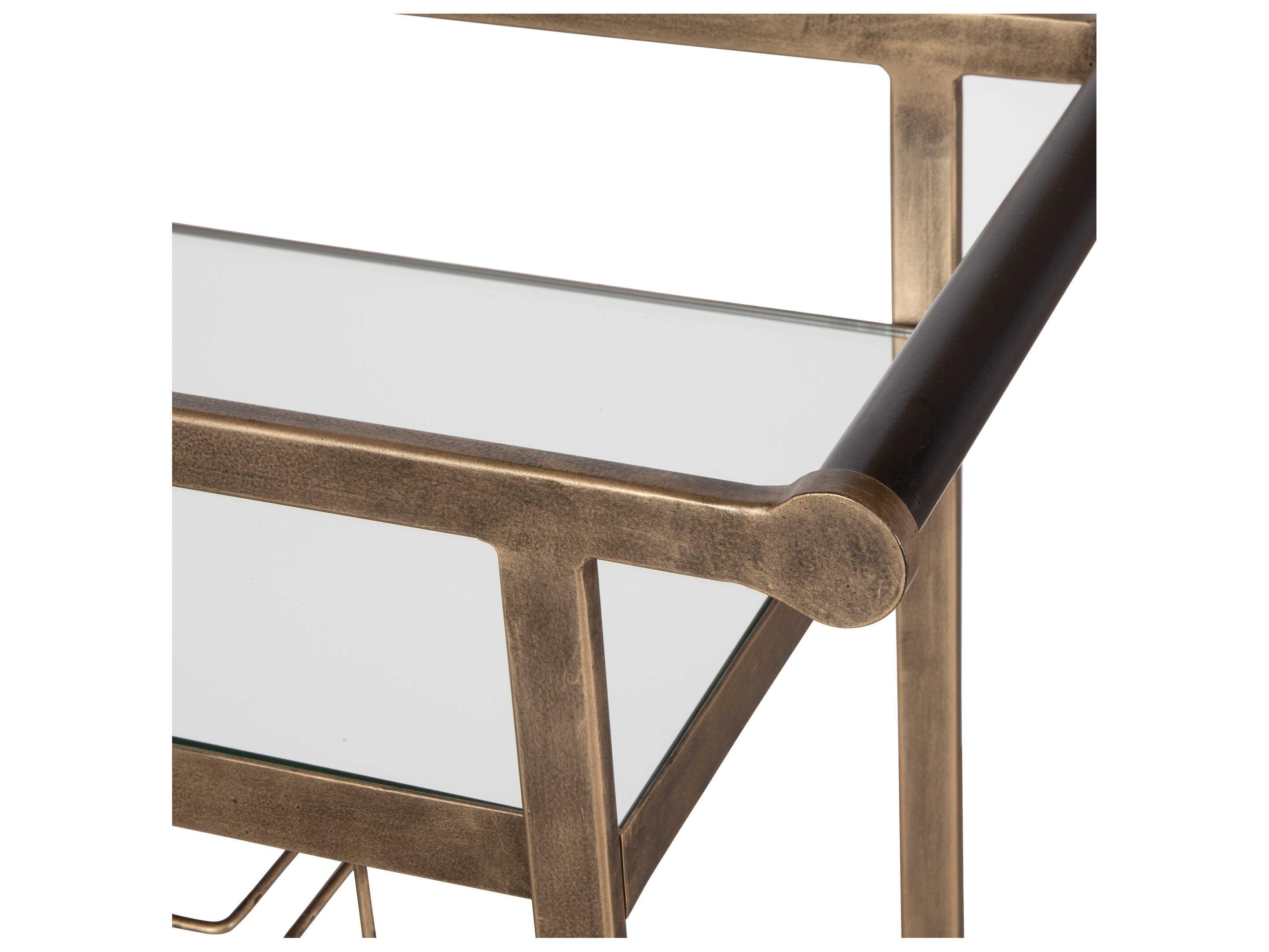 Uttermost Carrinho Glass Antique Brass Bar Cart