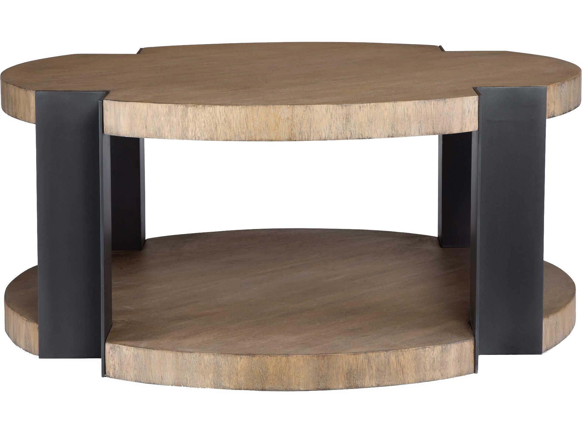 Uttermost Loana Round Wood Matte Black Brown Coffee Table