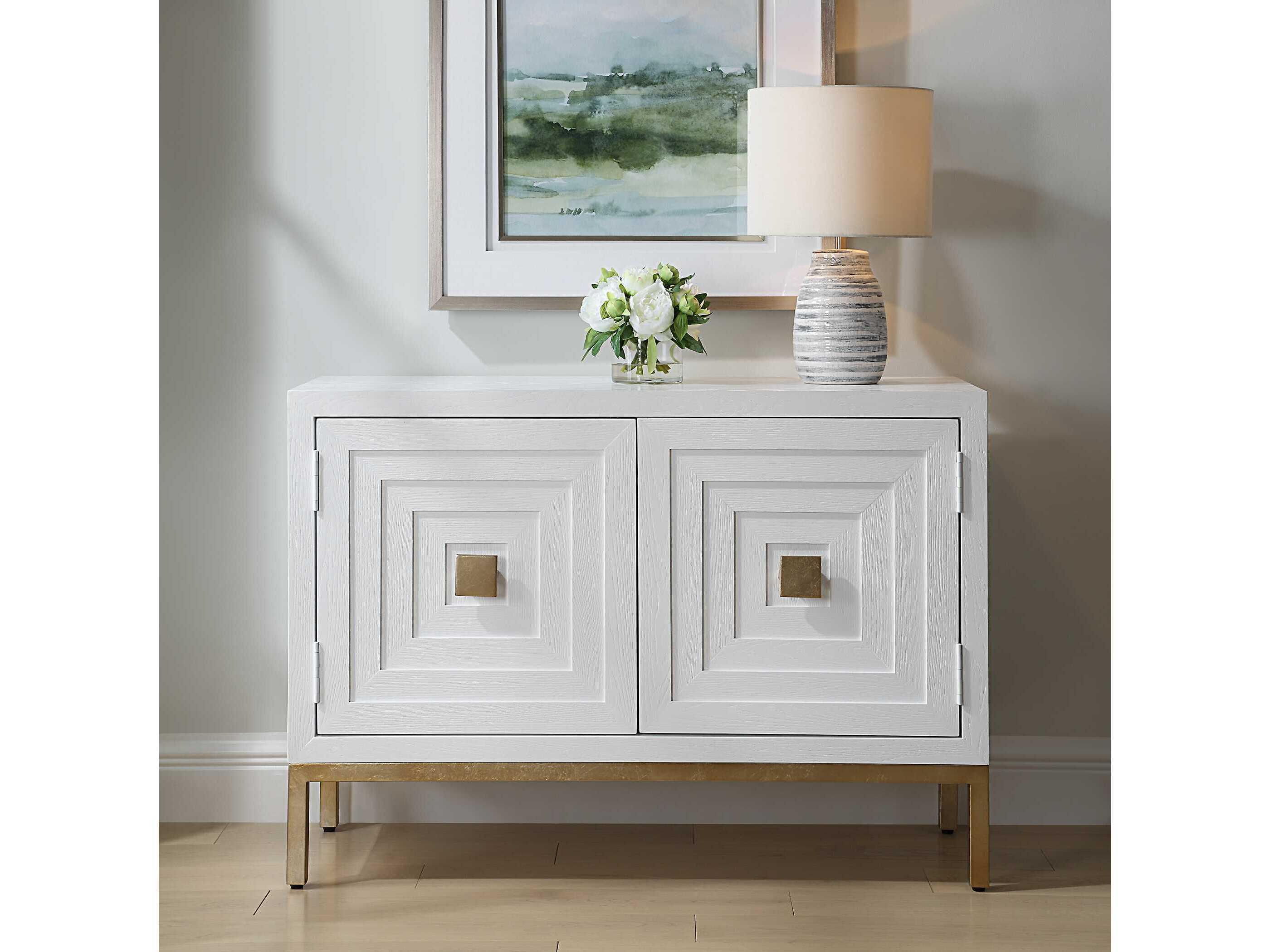 Uttermost Aiken White Oak Wood Accent Cabinet