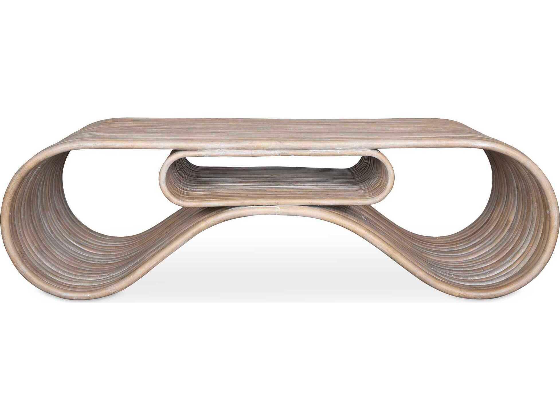 Uttermost Montrose Rectangular Rattan Whitewash Coffee Table