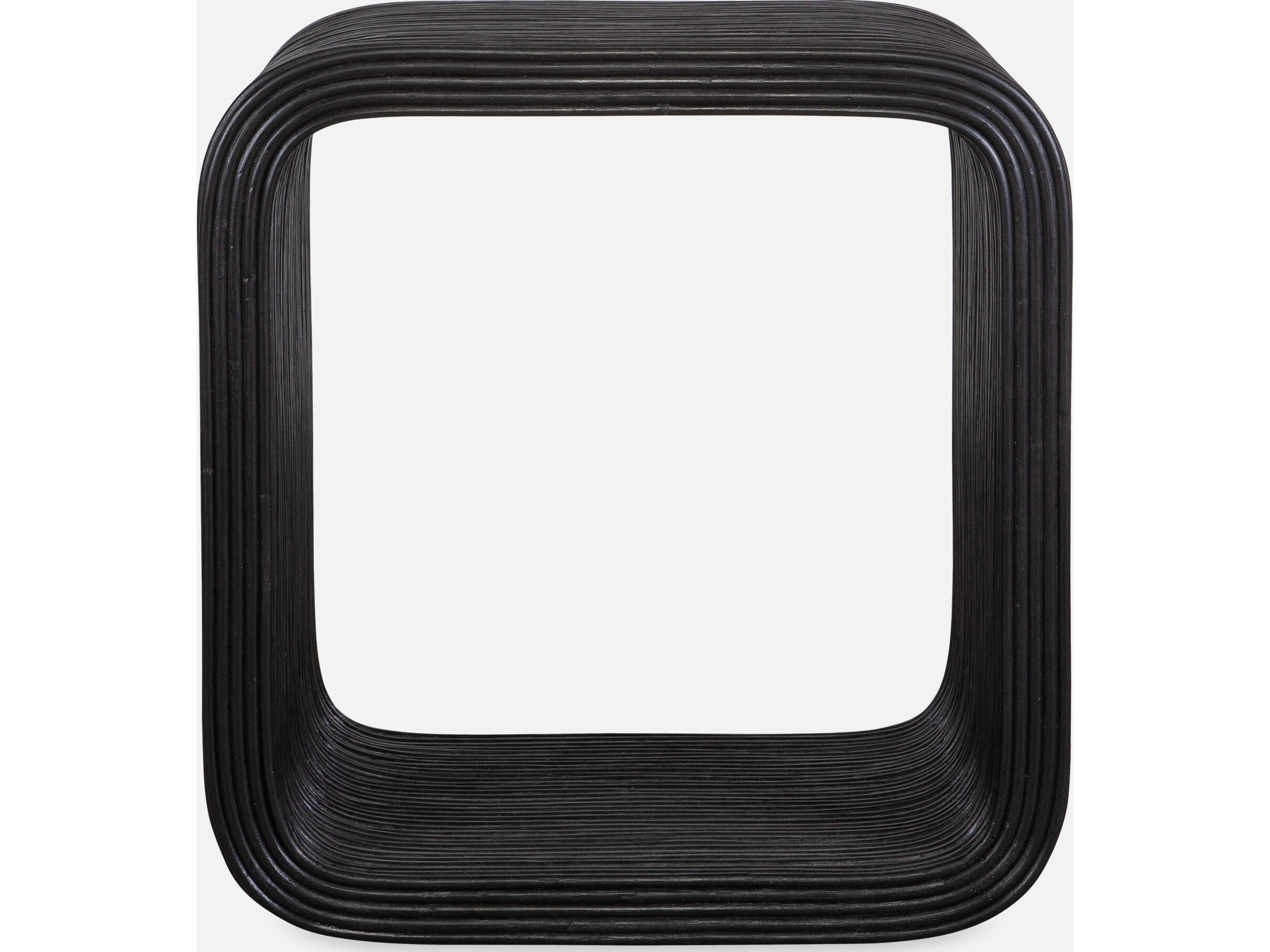 Uttermost Compton Rectangular Rattan Black End Table