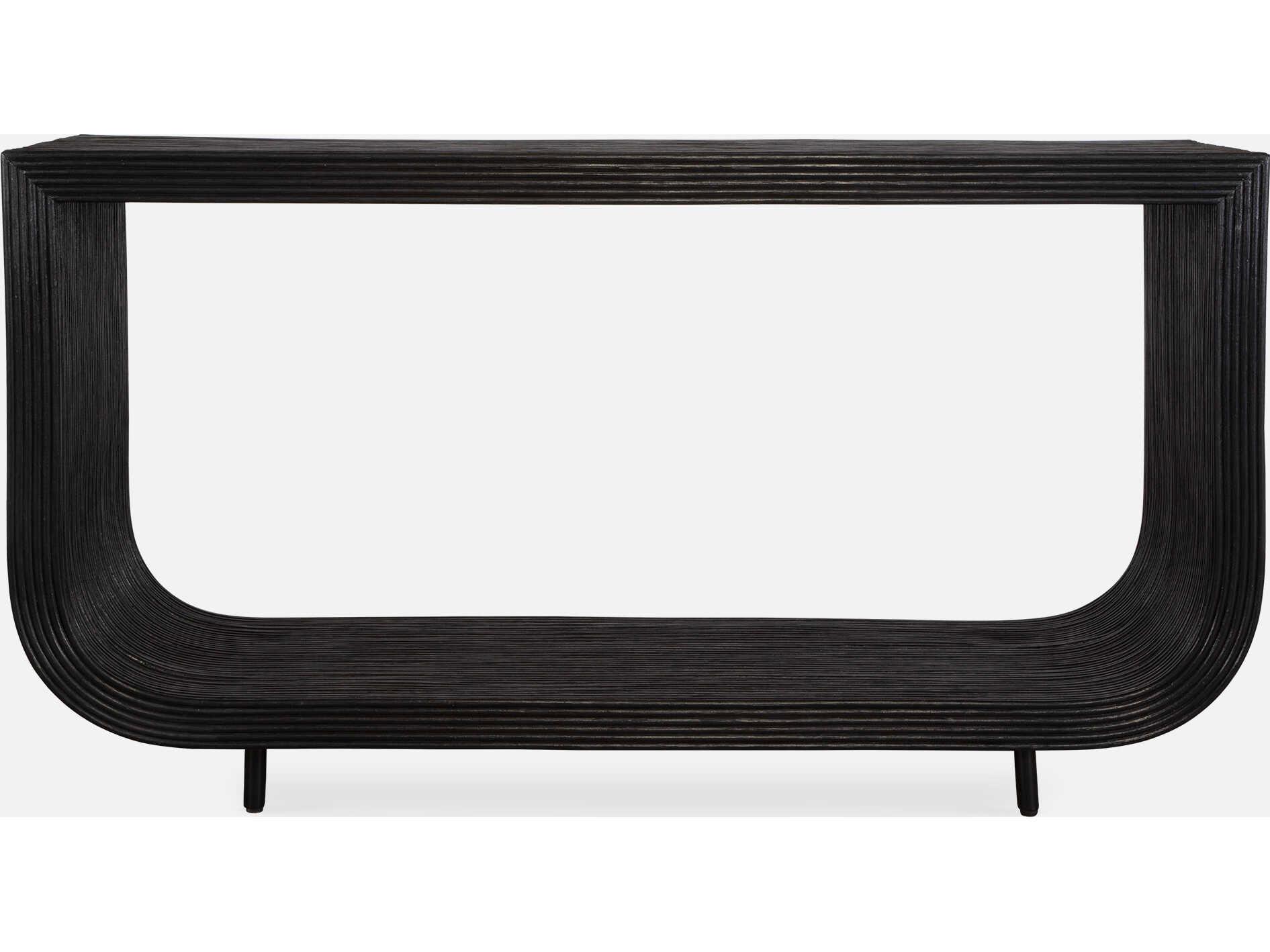 Uttermost Compton Rectangular Rattan Black Console Table
