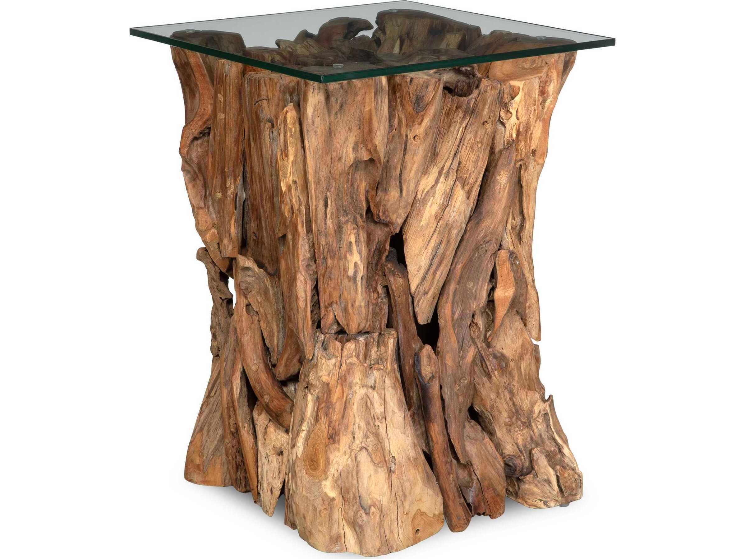 Uttermost Rozel Square Glass Natural End Table