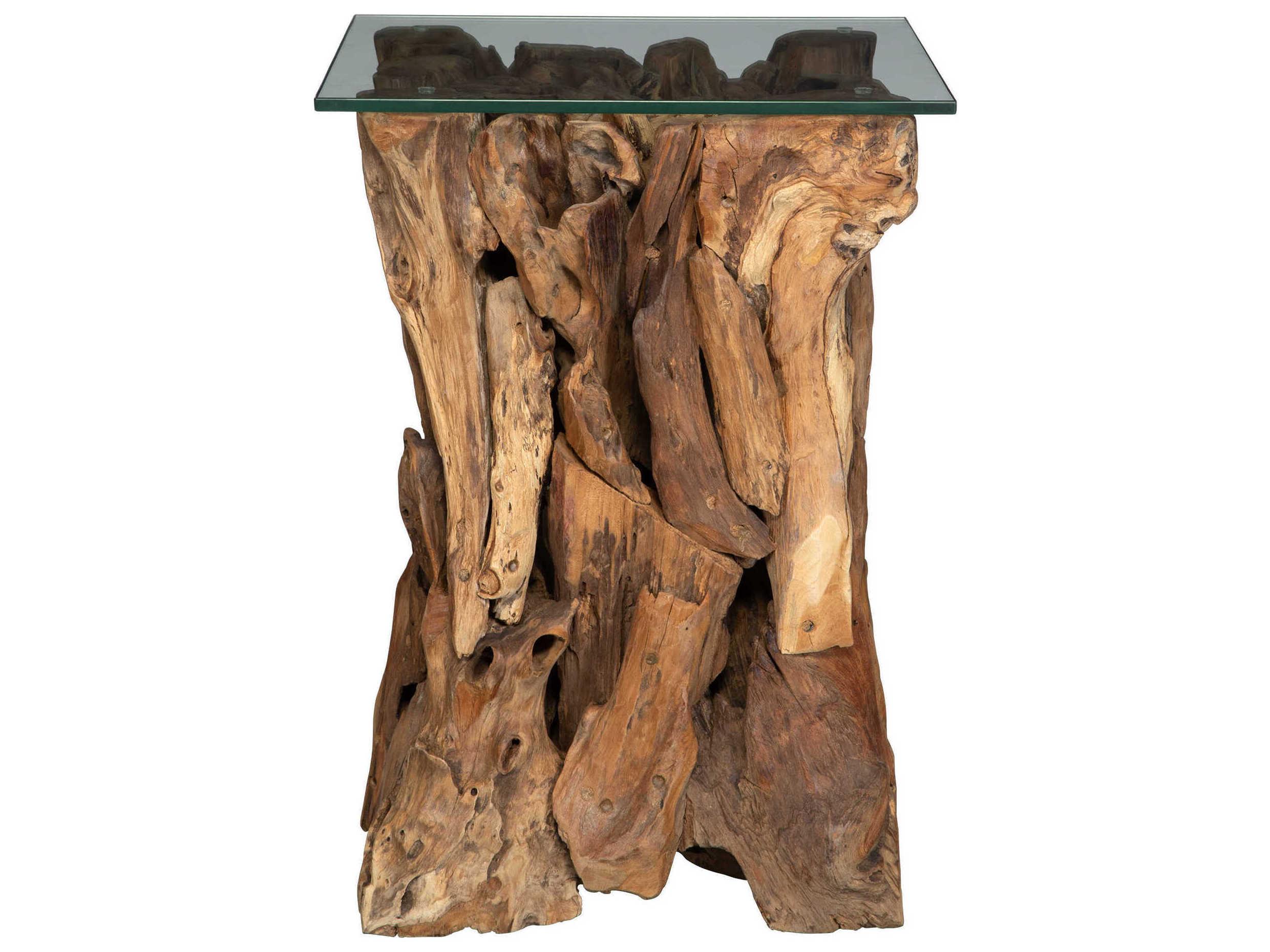 Uttermost Rozel Square Glass Natural End Table