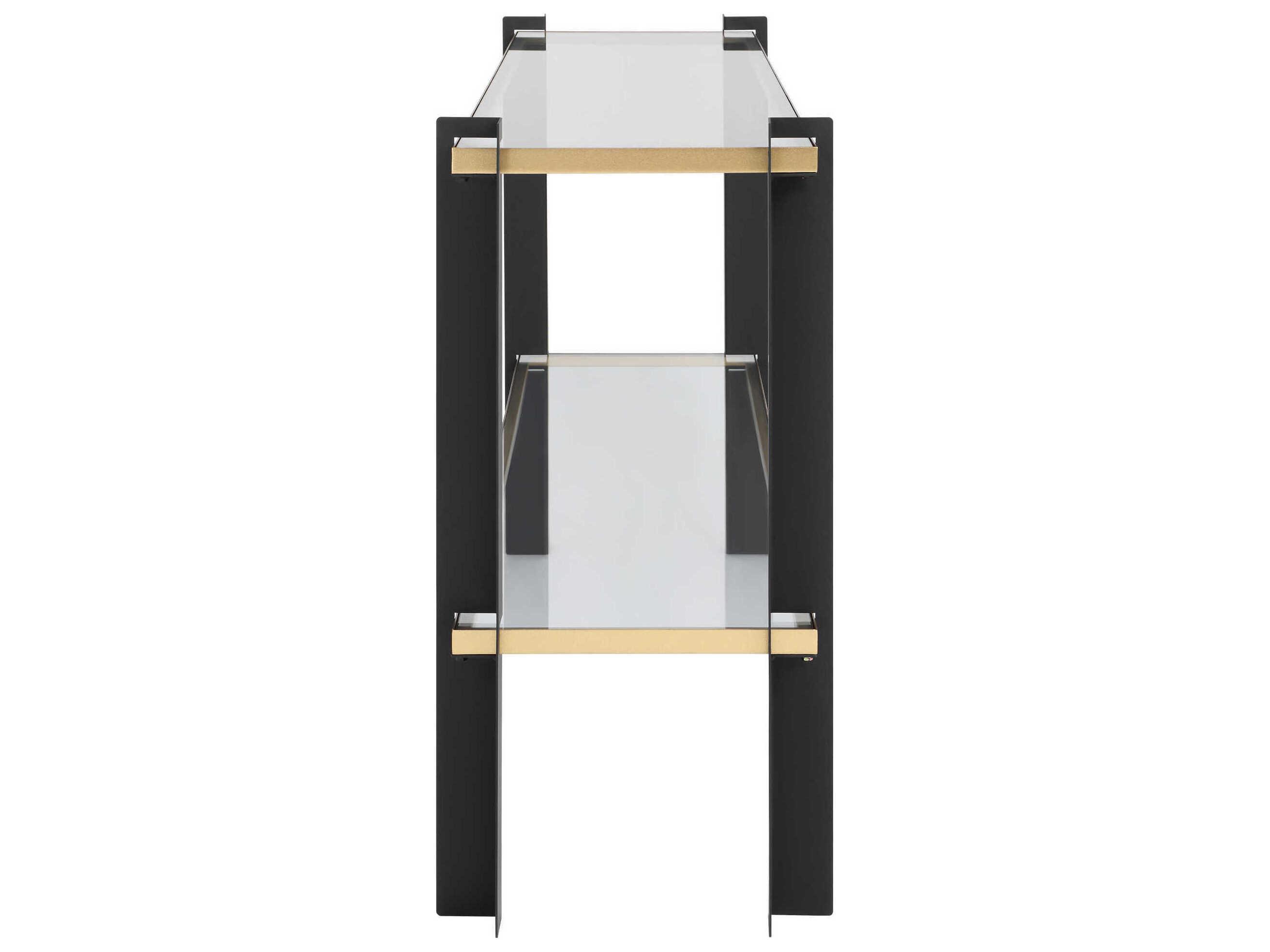 Uttermost Cunene Rectangular Glass Matte Black Gold Leaf Console Table