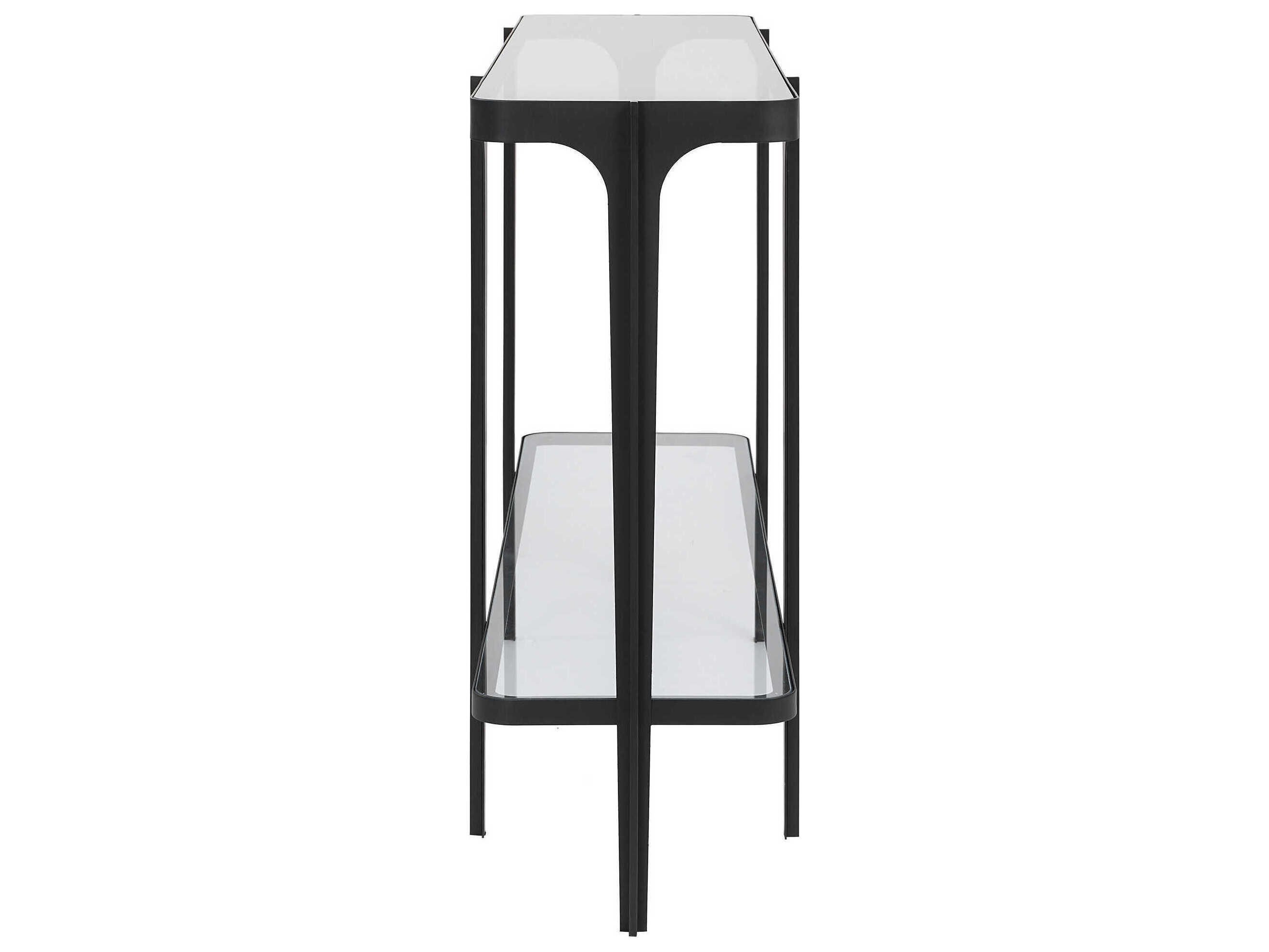 Uttermost Atchison Rectangular Glass Satin Black Console Table