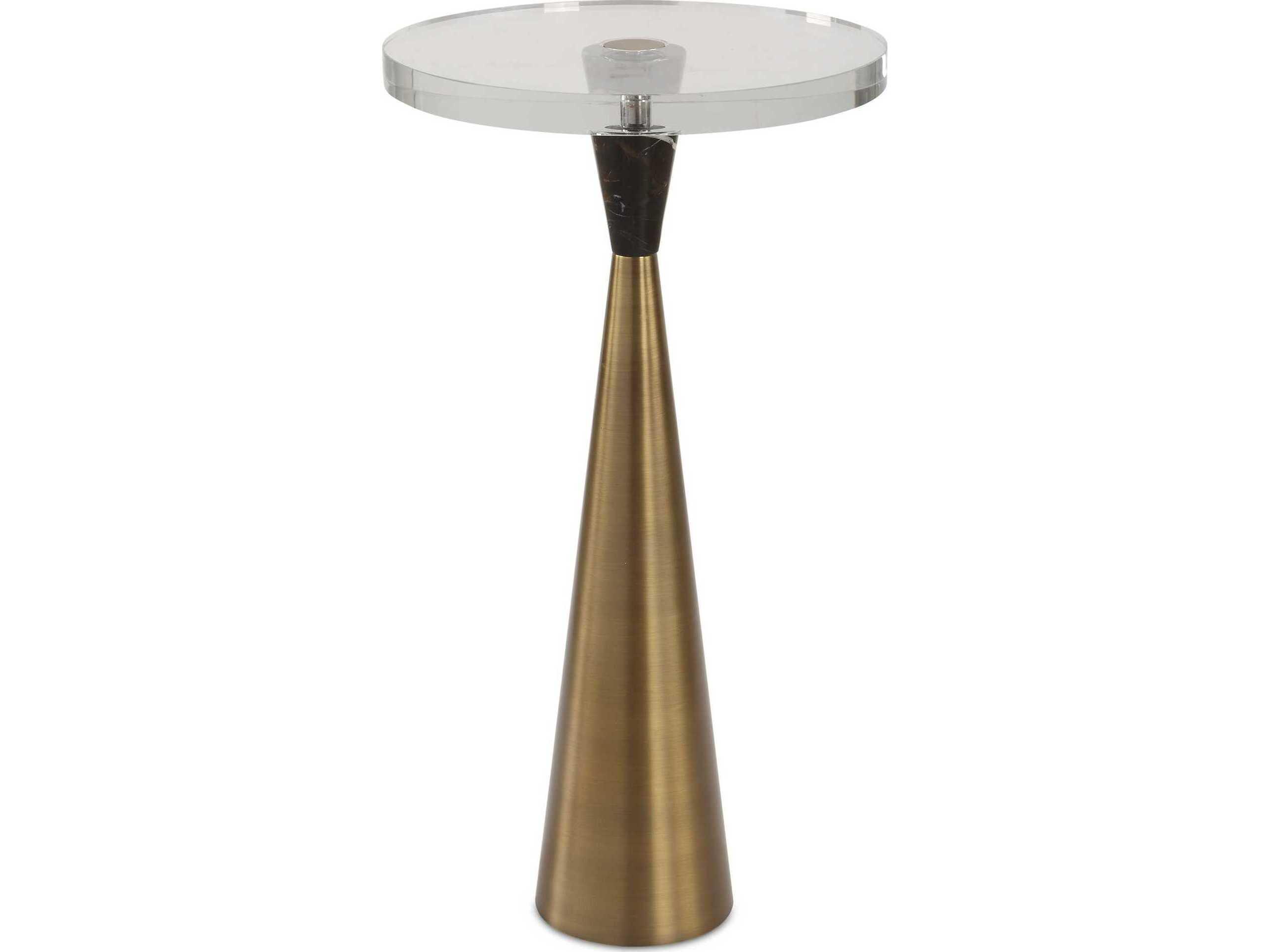 Uttermost Holton Round Clear Brushed Brass End Table