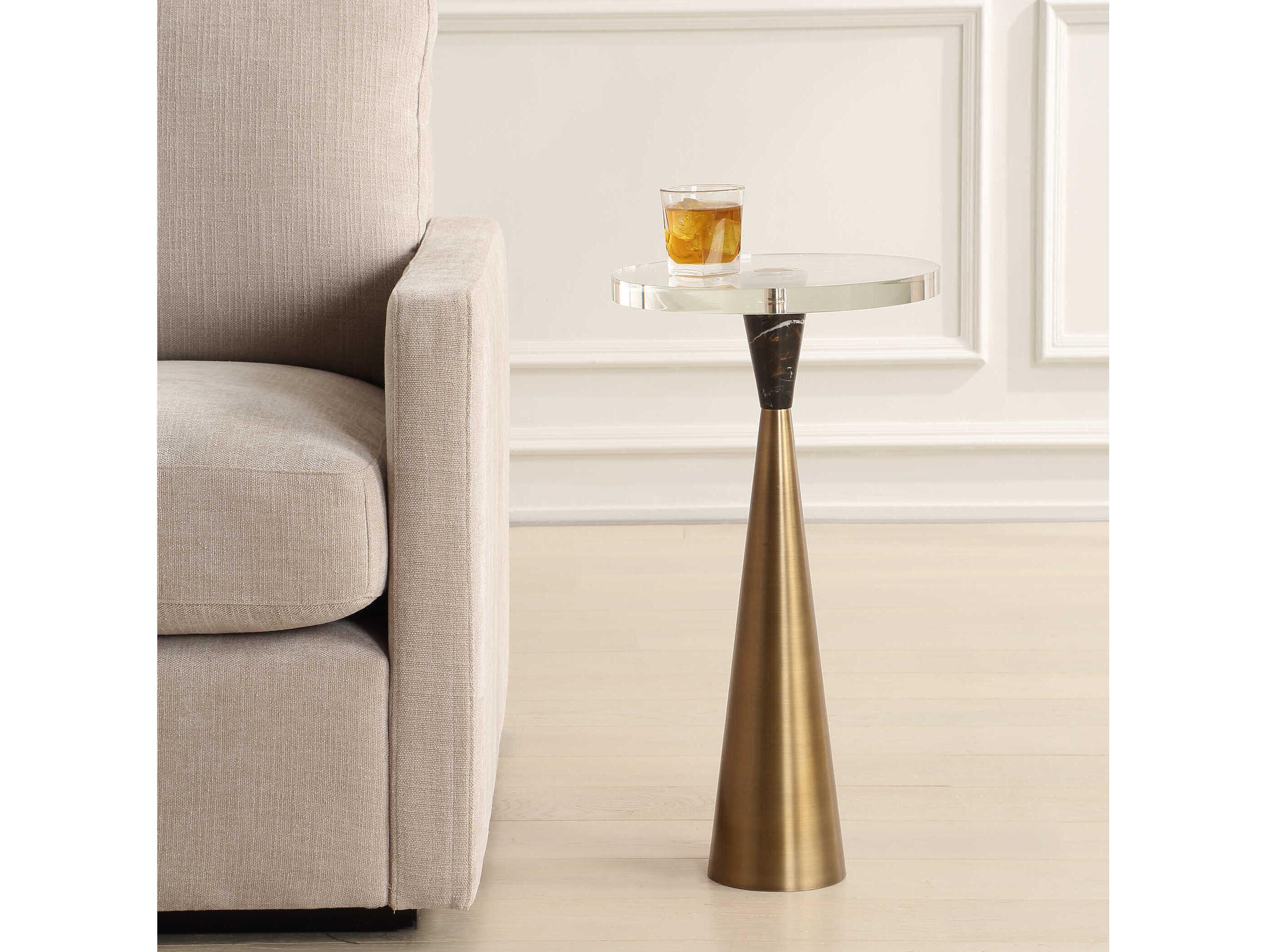 Uttermost Holton Round Clear Brushed Brass End Table