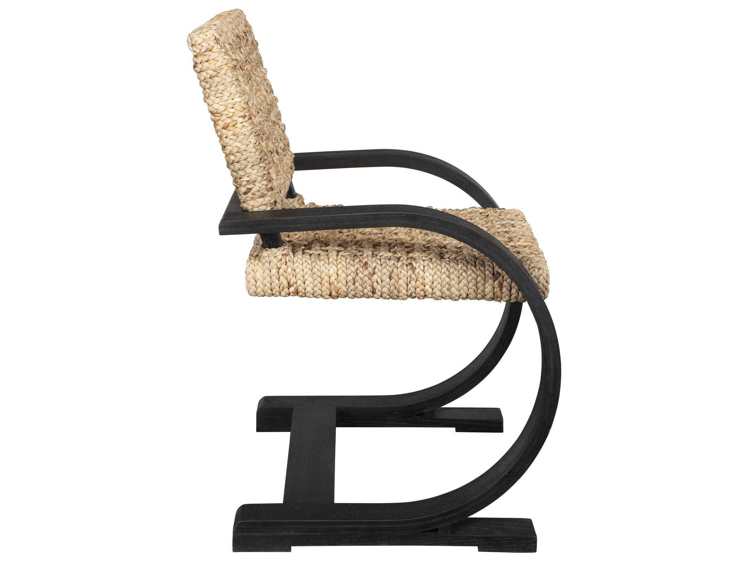 Uttermost Rehema Oak Wood Black Arm Dining Chair