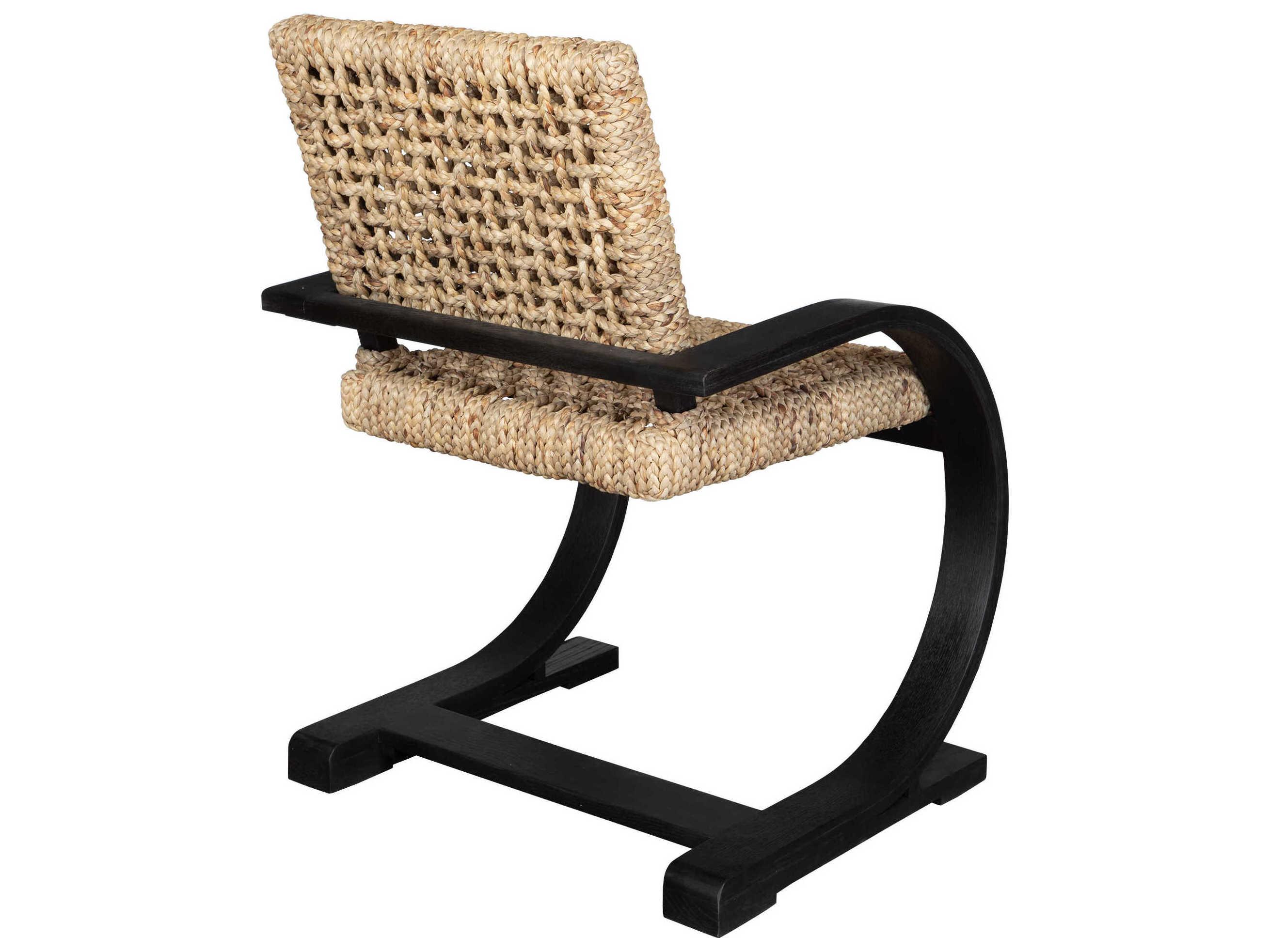 Uttermost Rehema Oak Wood Black Arm Dining Chair