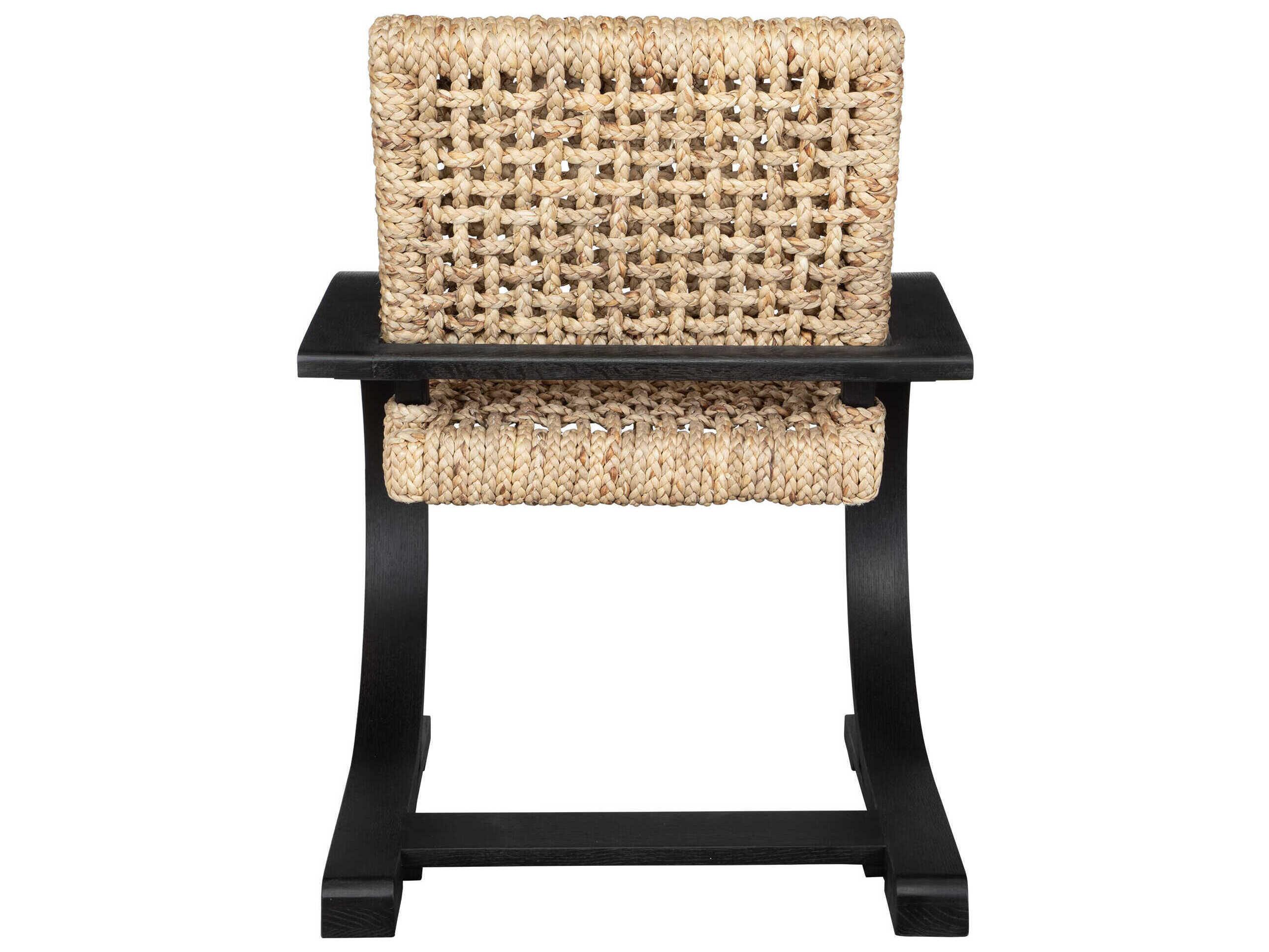 Uttermost Rehema Oak Wood Black Arm Dining Chair