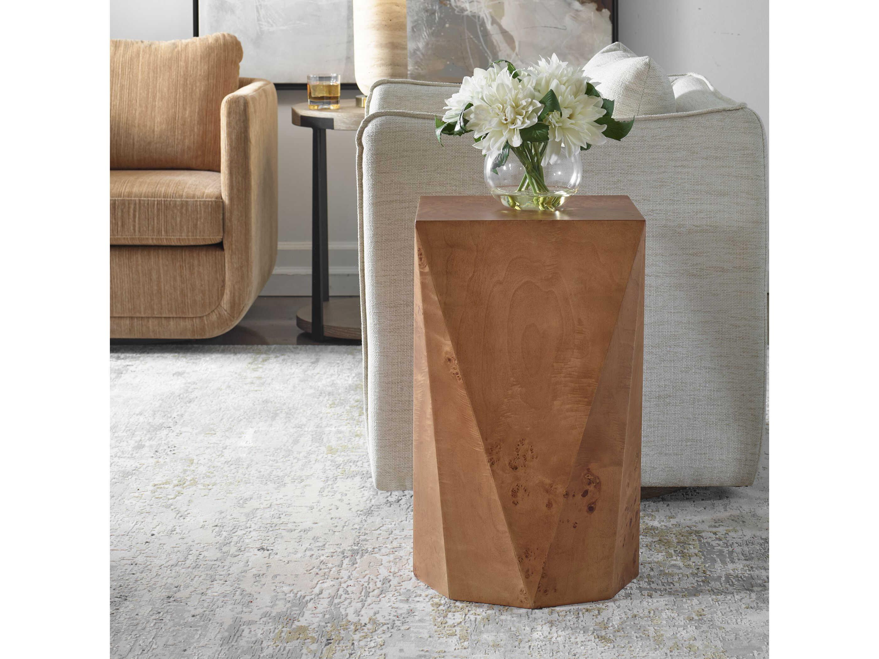 Uttermost Hughes Square Wood Caramel End Table