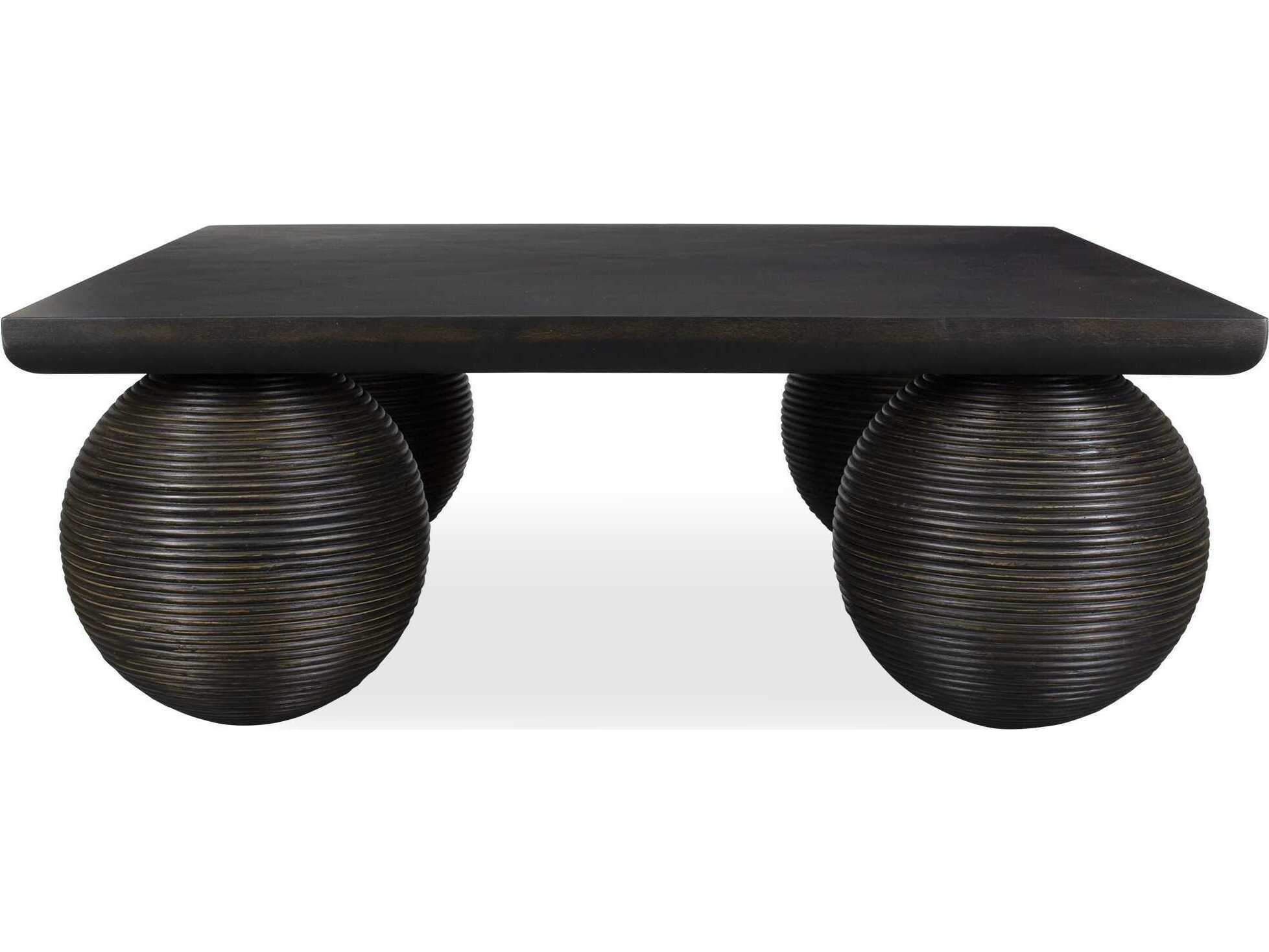 Uttermost Kasson Square Wood Distressed Black Coffee Table