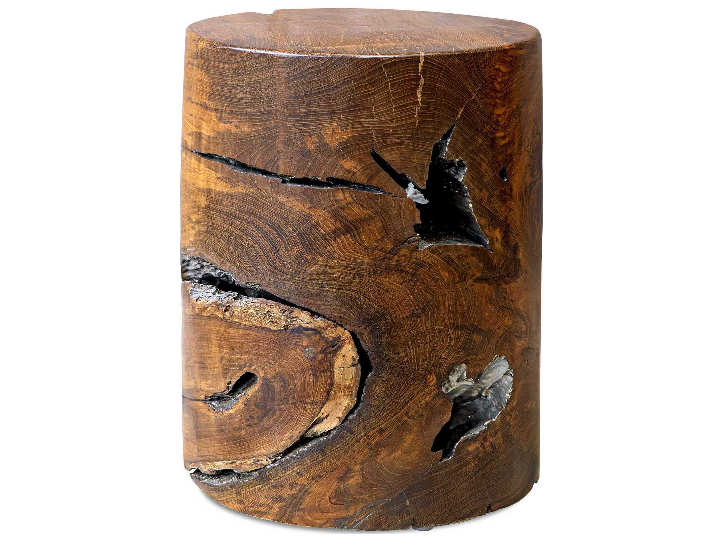 Uttermost Rafe Natural antique Silver Brown Accent Stool