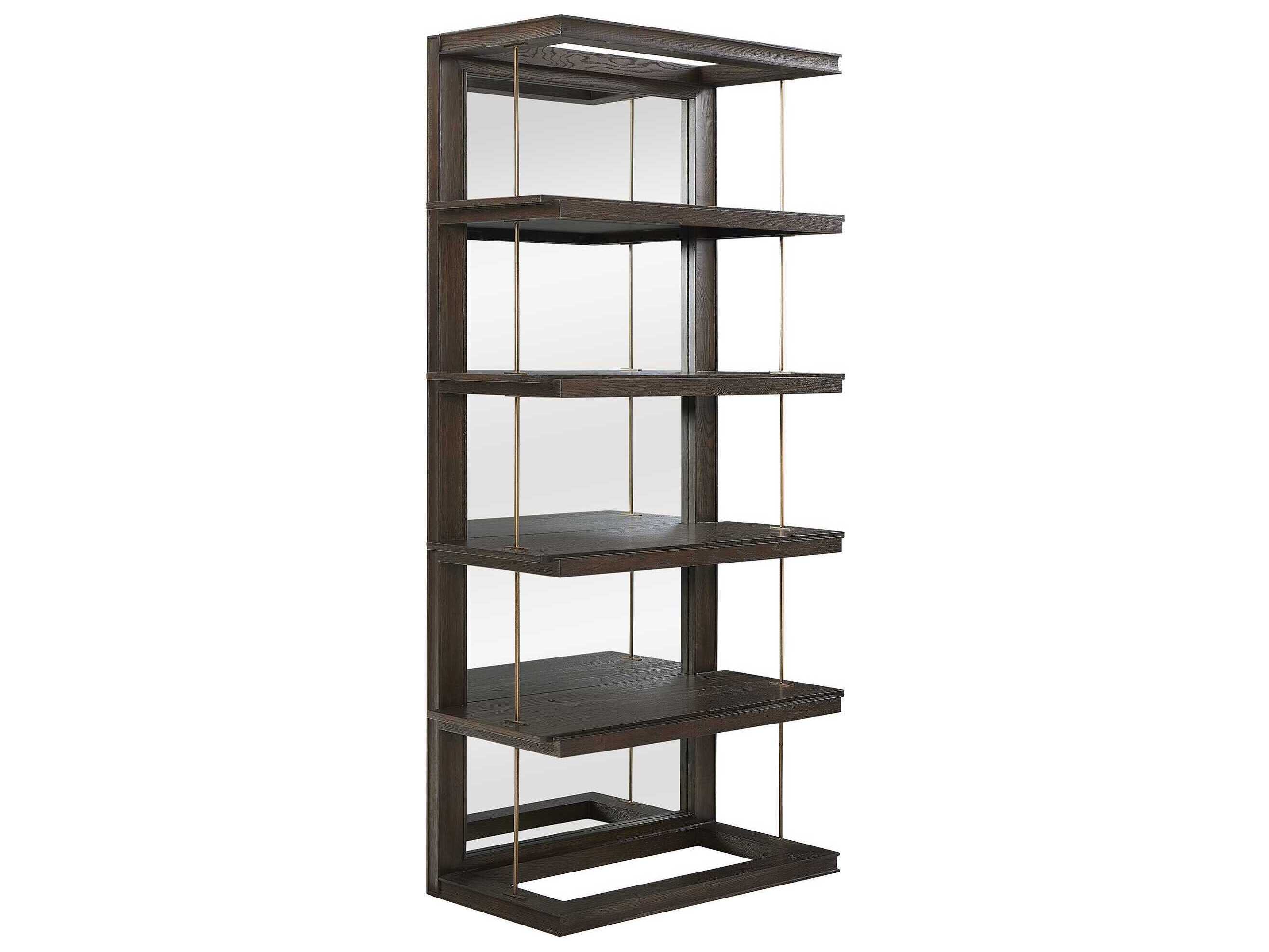 Uttermost Kai Dark Walnut Gold Bookcase