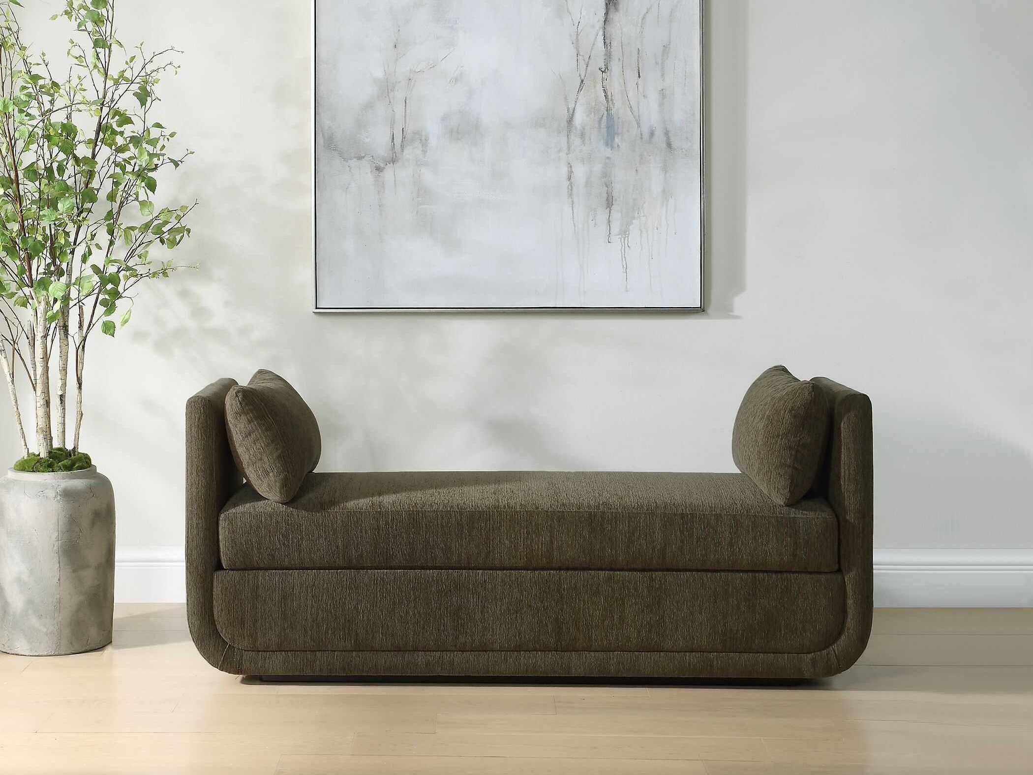 Uttermost Abound Green Upholstered Accent Bench