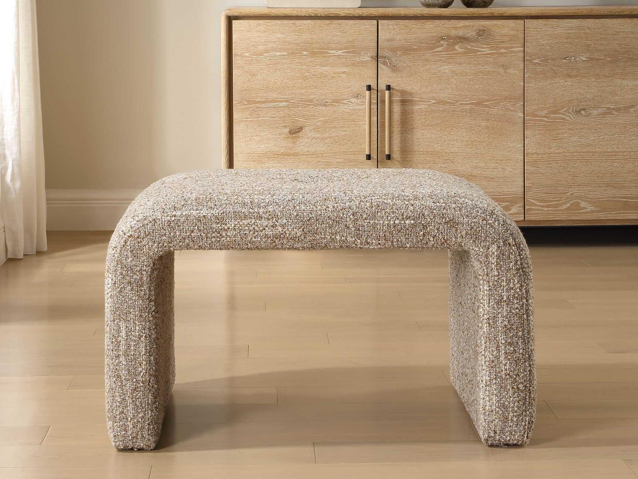 Uttermost Leora Warm Caramel Brown Upholstered Accent Bench