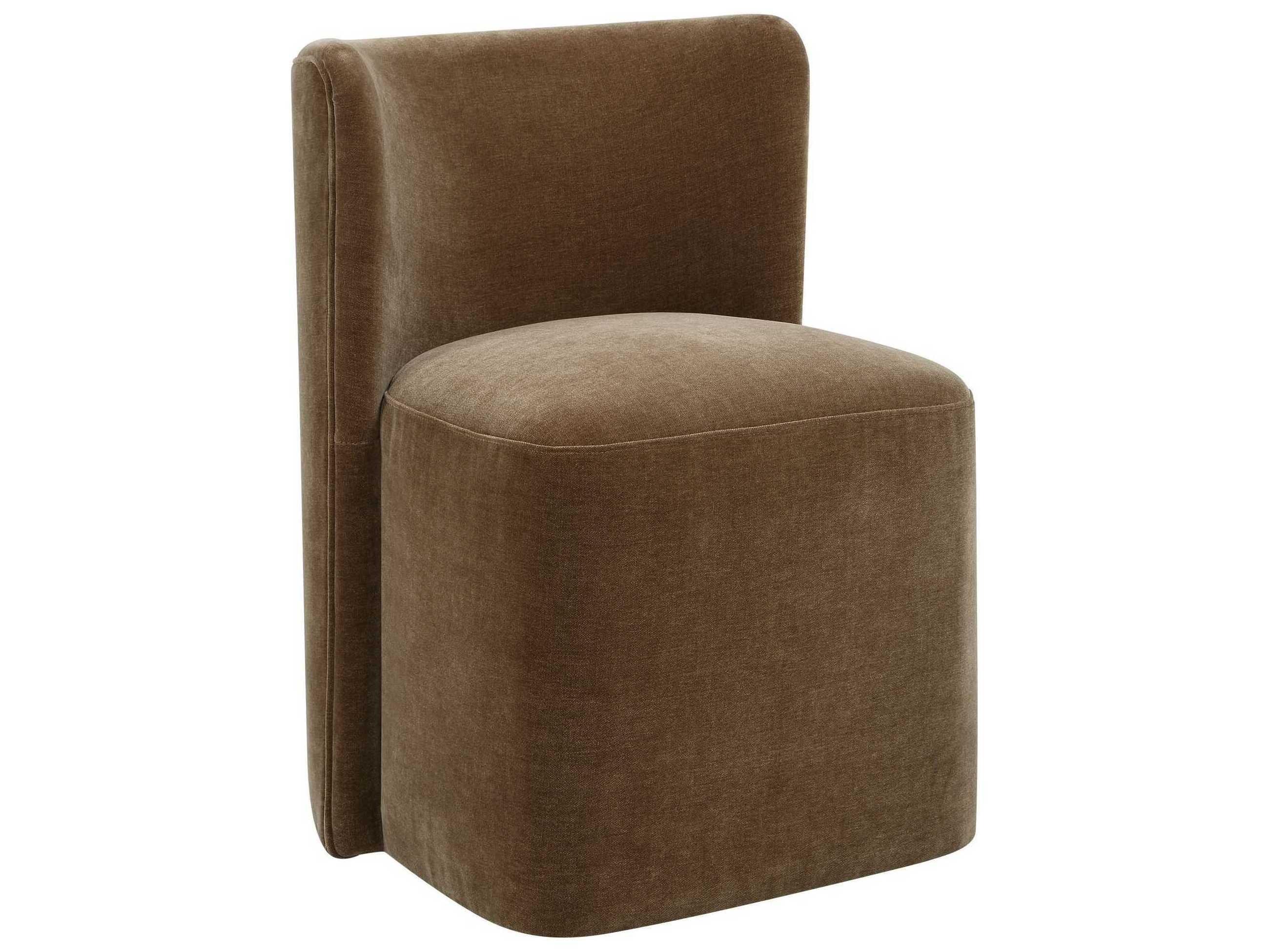 Uttermost Outlook Plywood Brown Velvet Upholstered Armless Dining Chair
