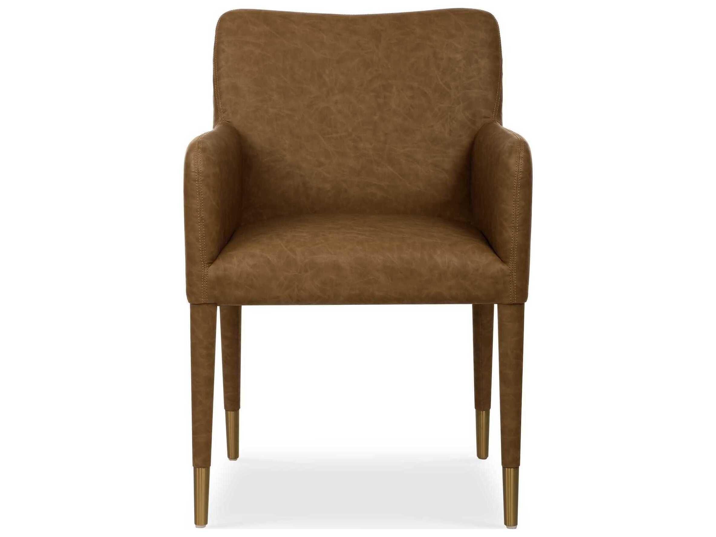 Uttermost Conifer Plywood Brown Faux Leather Arm Dining Chair