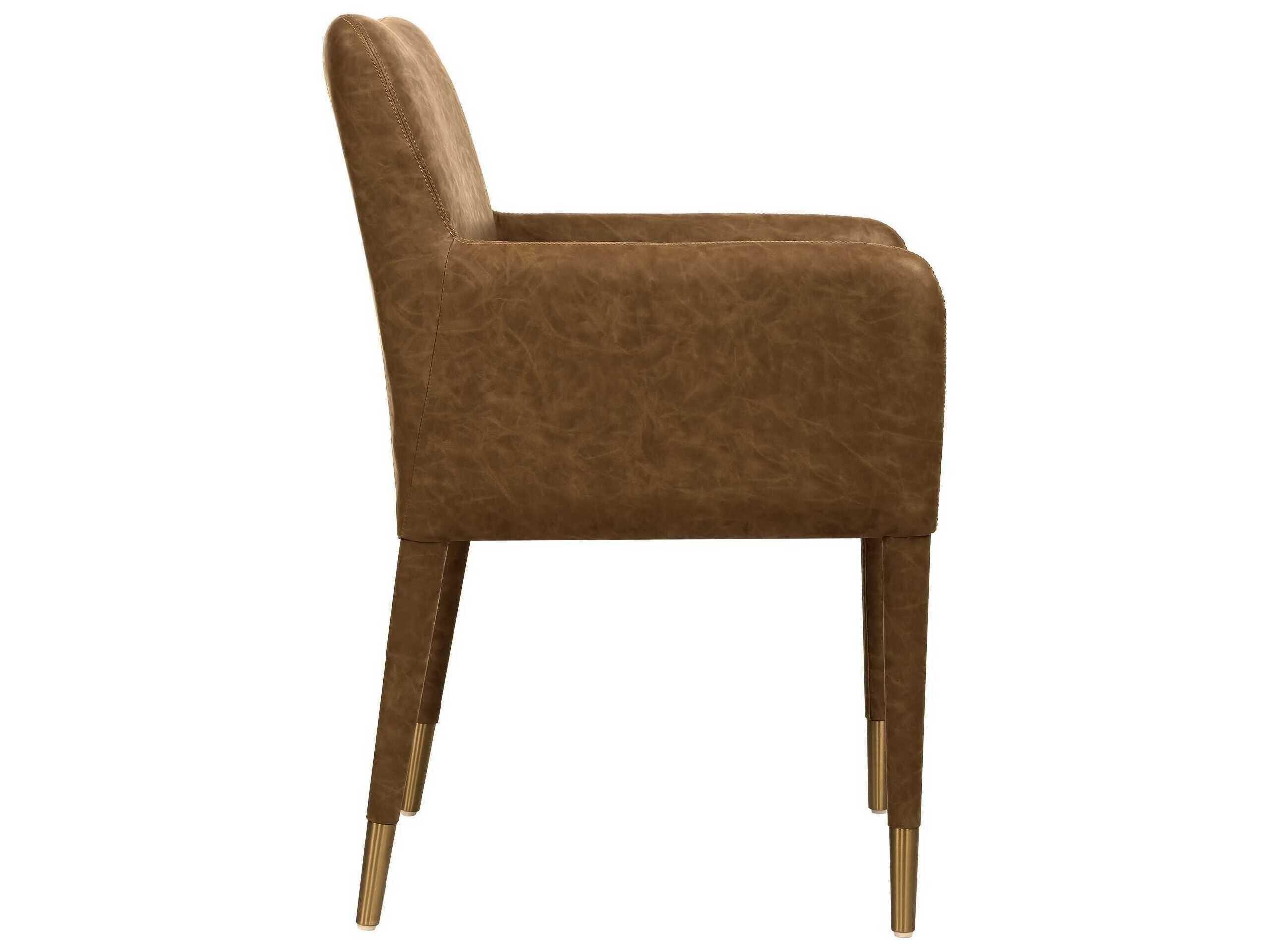 Uttermost Conifer Plywood Brown Faux Leather Arm Dining Chair