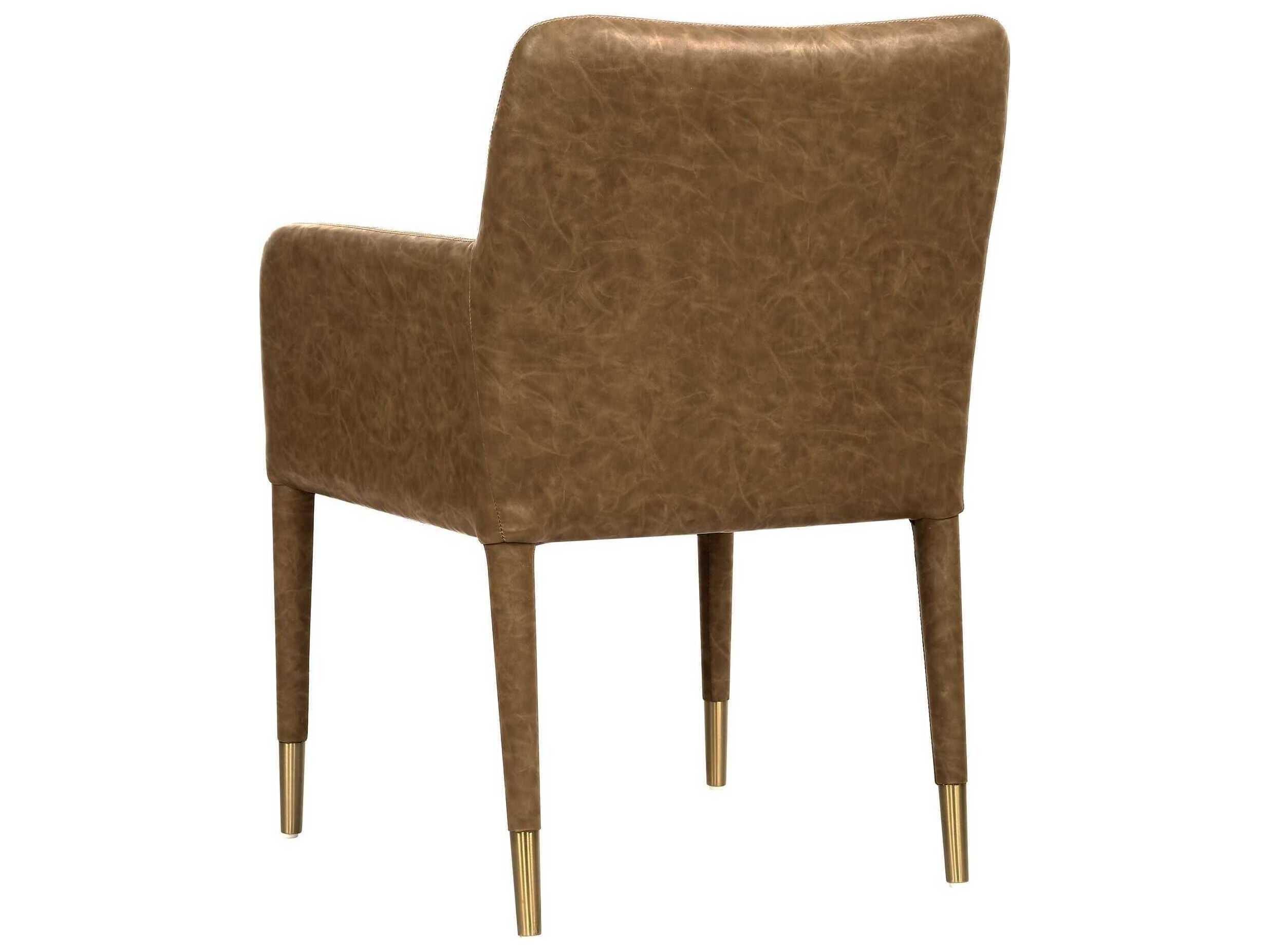 Uttermost Conifer Plywood Brown Faux Leather Arm Dining Chair