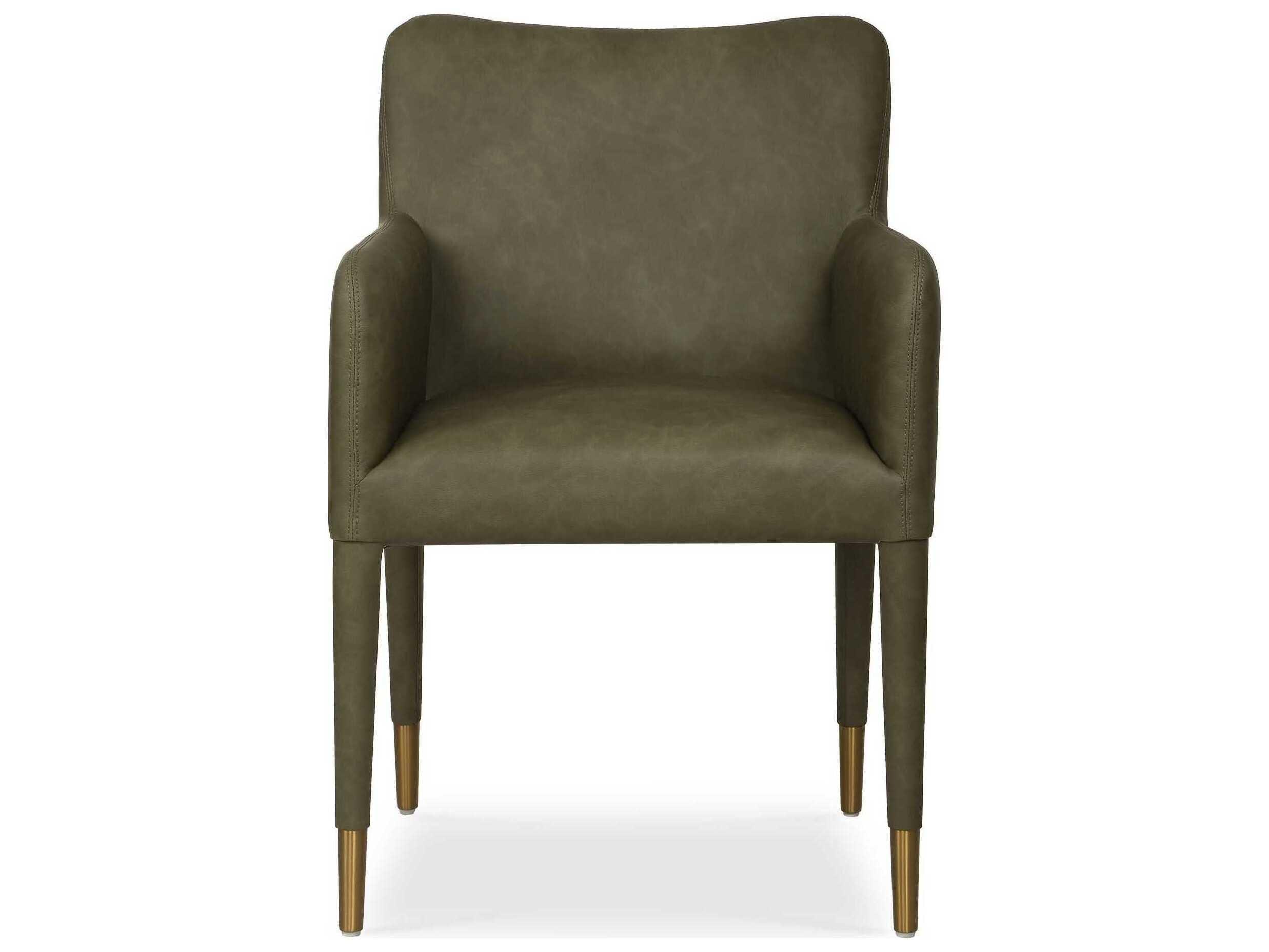 Uttermost Conifer Plywood Green Faux Leather Arm Dining Chair