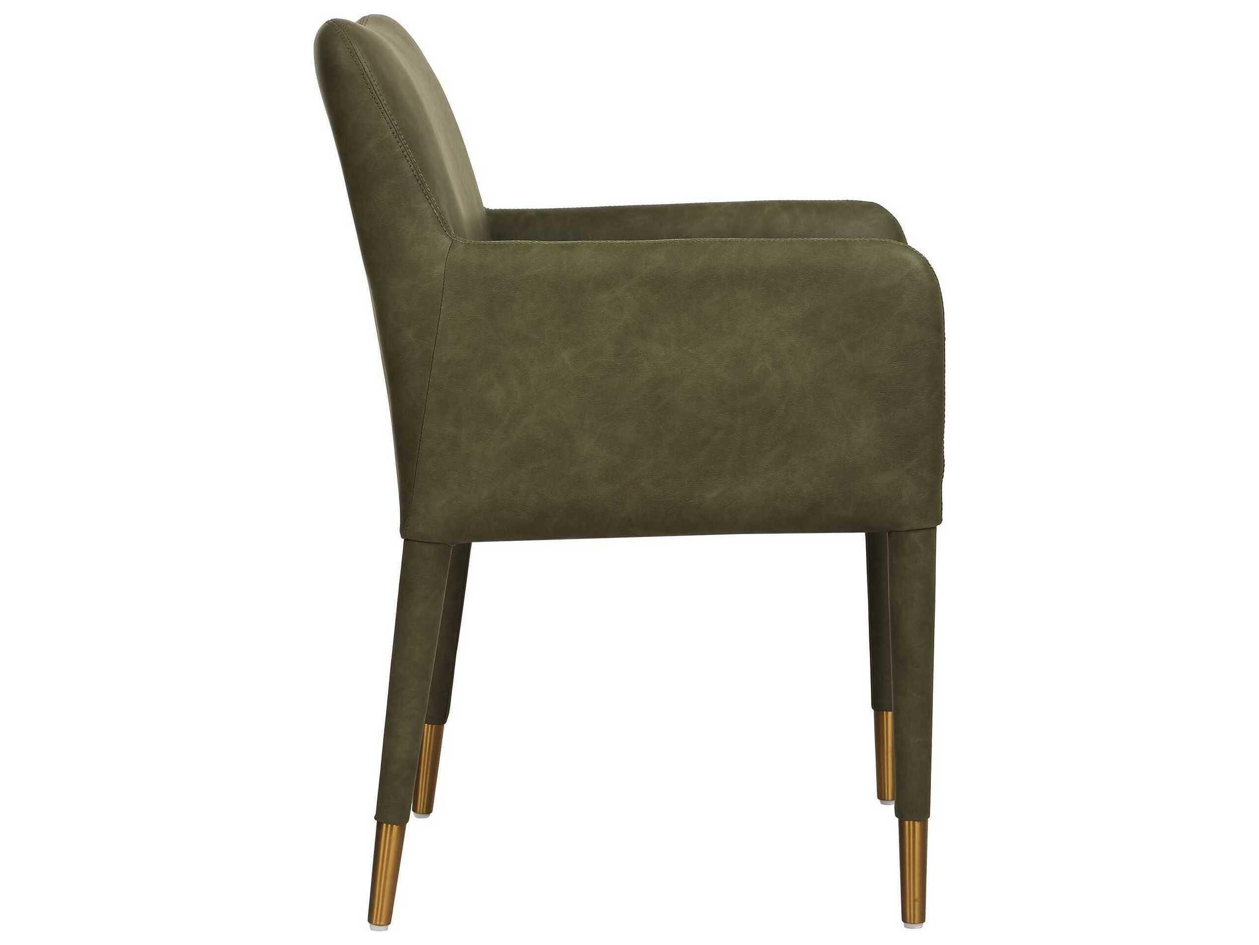 Uttermost Conifer Plywood Green Faux Leather Arm Dining Chair