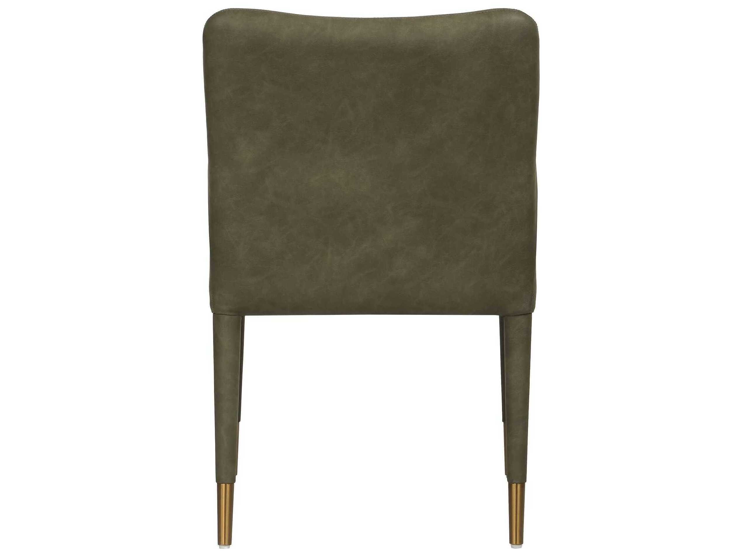 Uttermost Conifer Plywood Green Faux Leather Arm Dining Chair