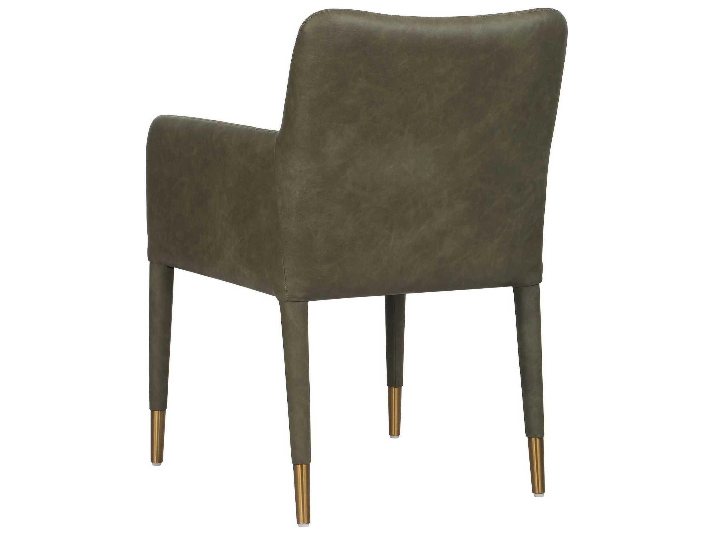 Uttermost Conifer Plywood Green Faux Leather Arm Dining Chair