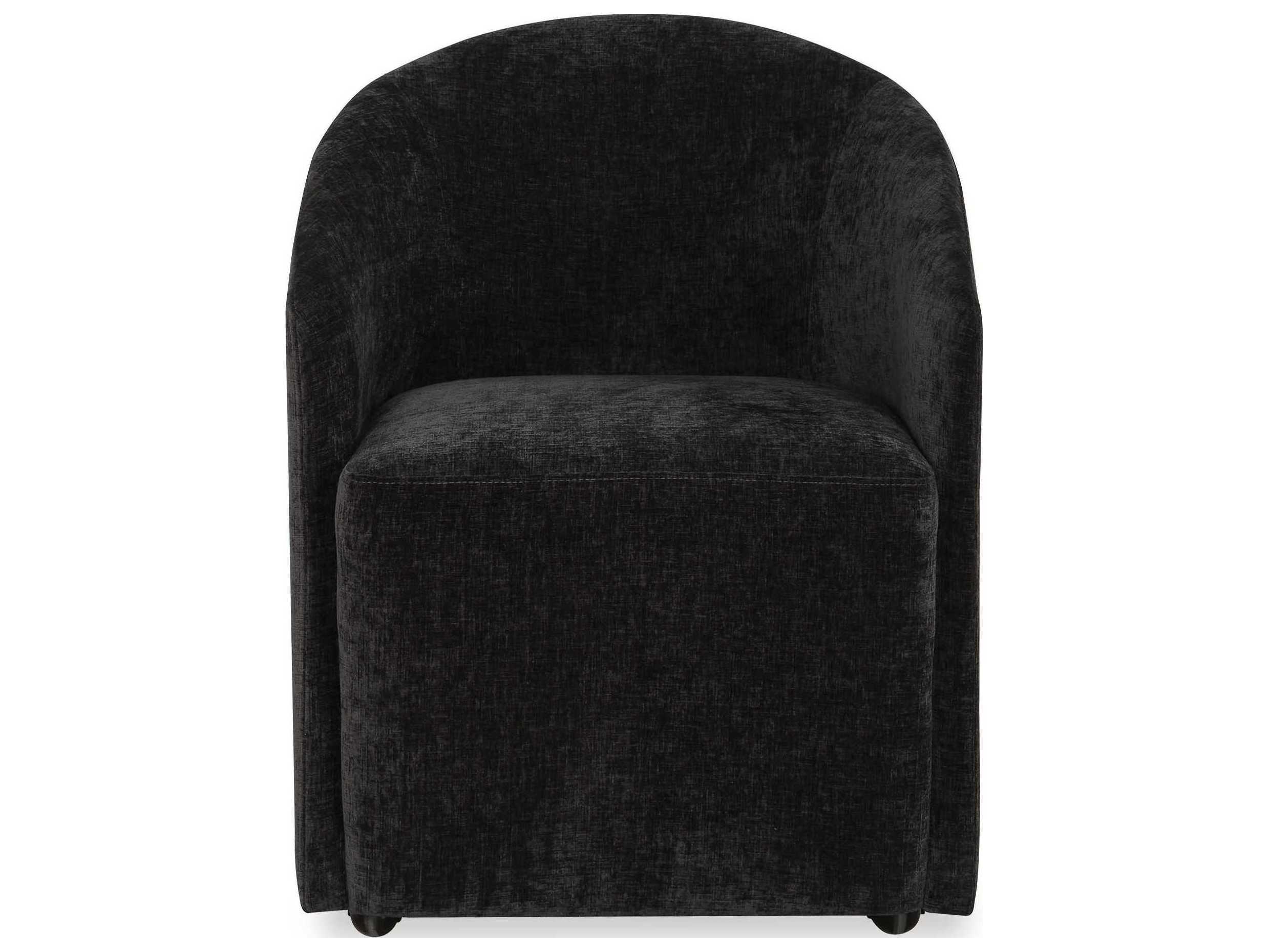Uttermost Harbor Plywood Black Velvet Upholstered Arm Dining Chair