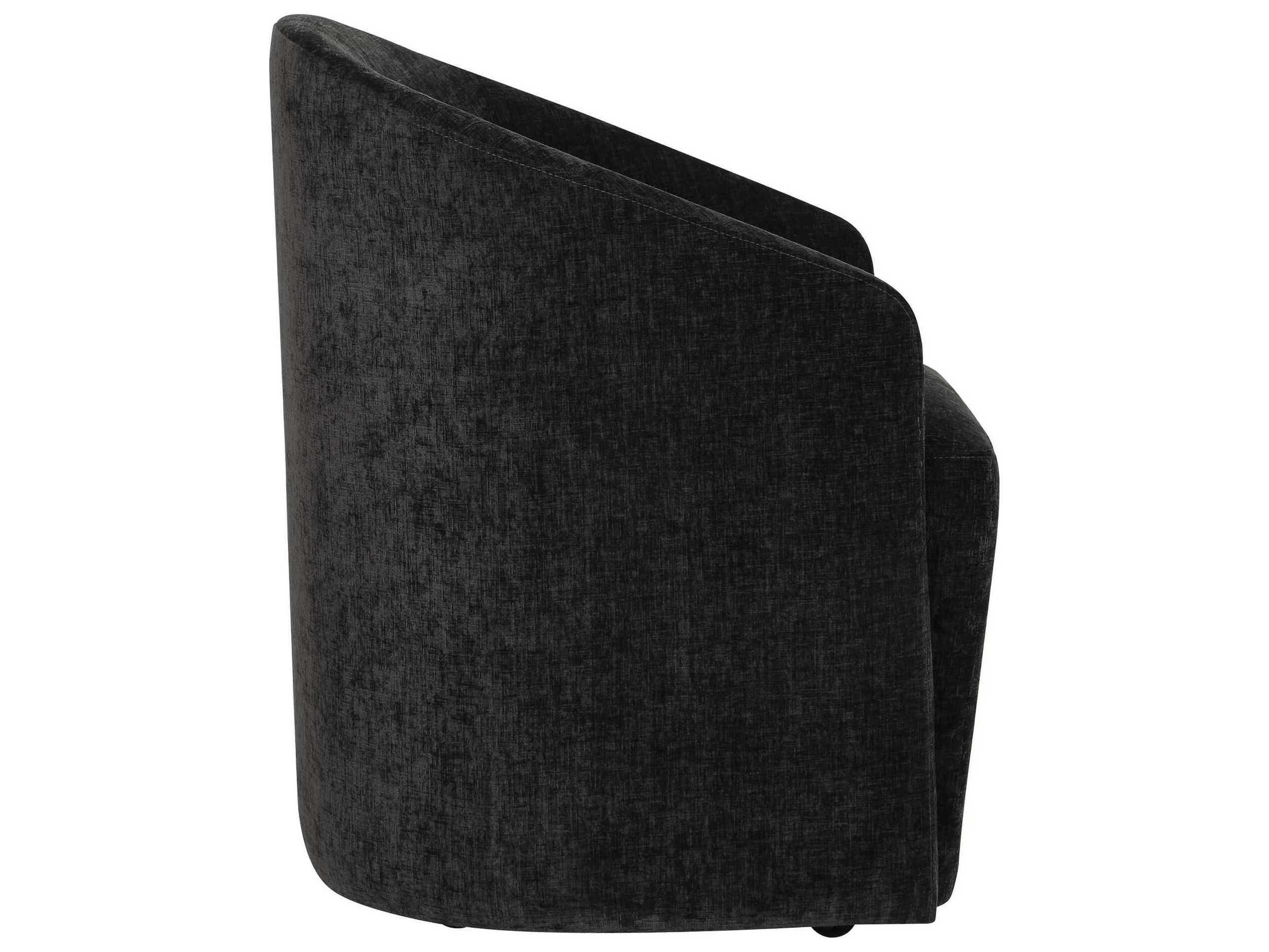 Uttermost Harbor Plywood Black Velvet Upholstered Arm Dining Chair