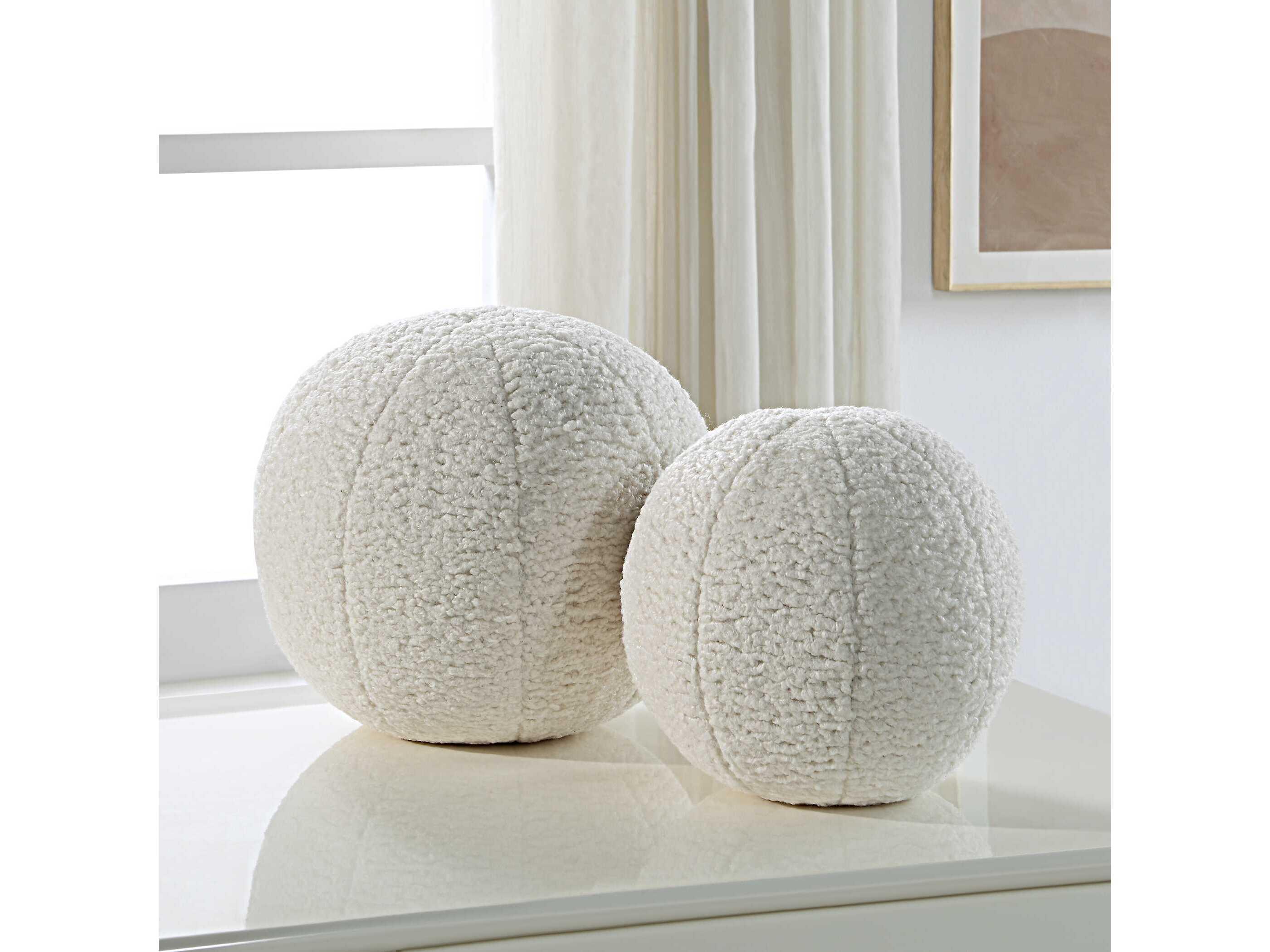 Uttermost Capra Ball Sheepskin Pillows Set of 2