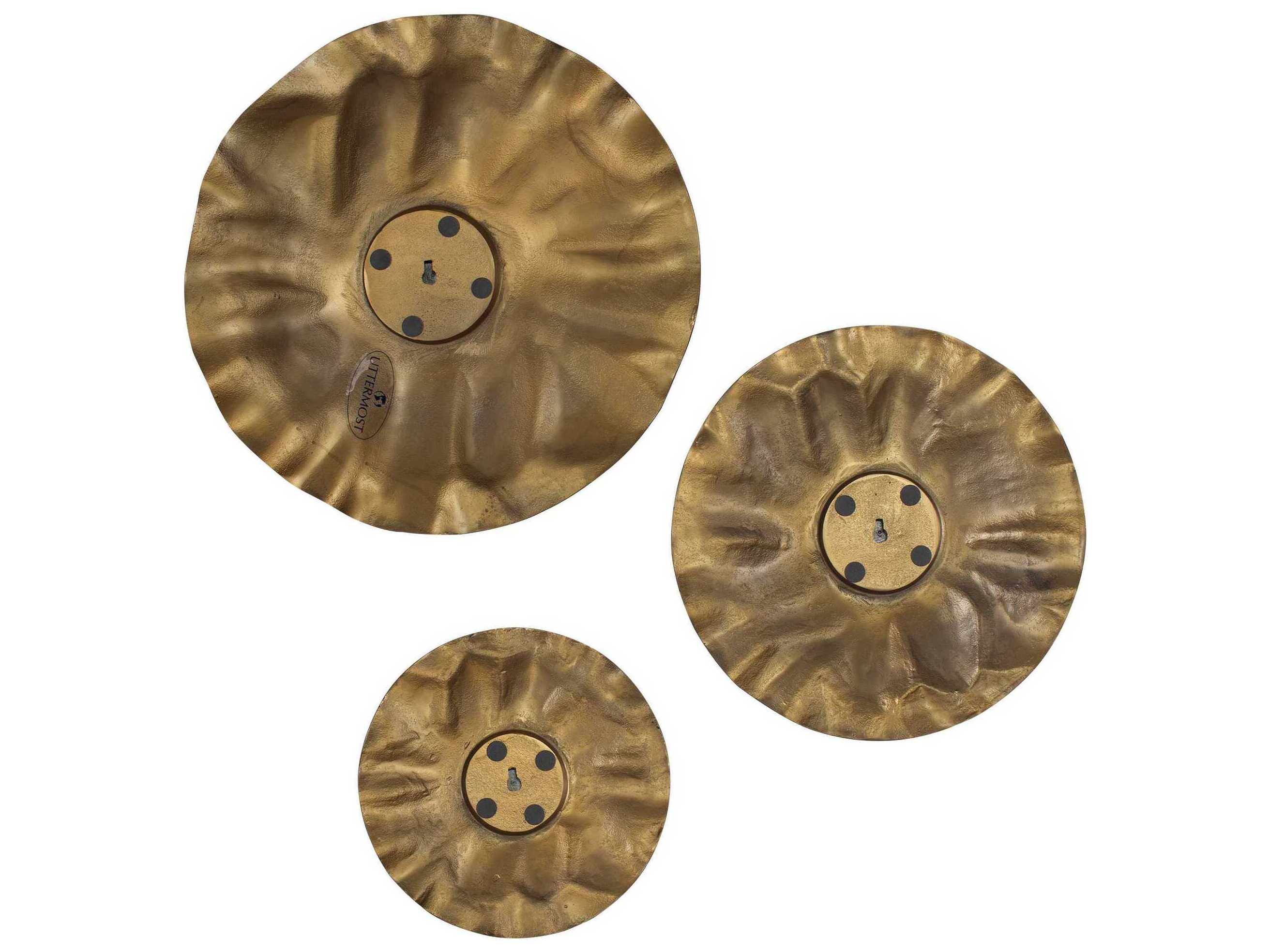 Uttermost Outdoor Peonia Outdoor Gold Wall Art Set of 3
