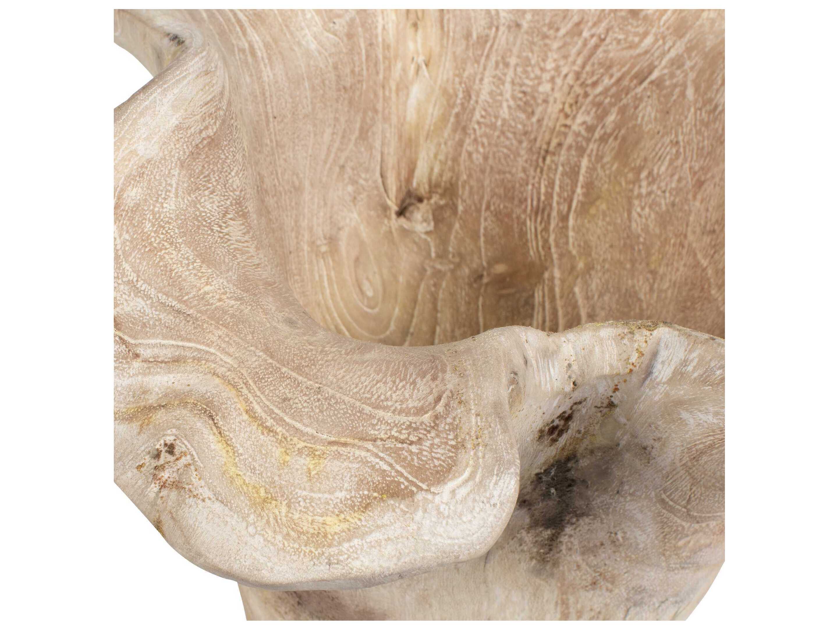 Uttermost Outdoor Teak Flow White Wash Outdoor Bowl