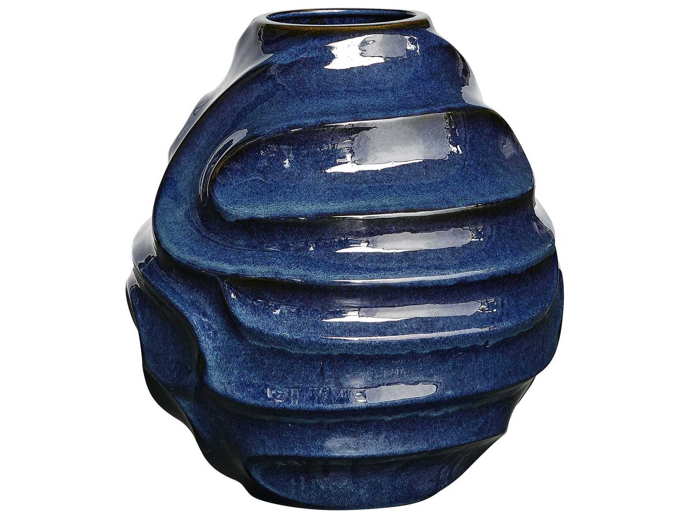 Uttermost Outdoor Helix Swirl Blue Outdoor Vase