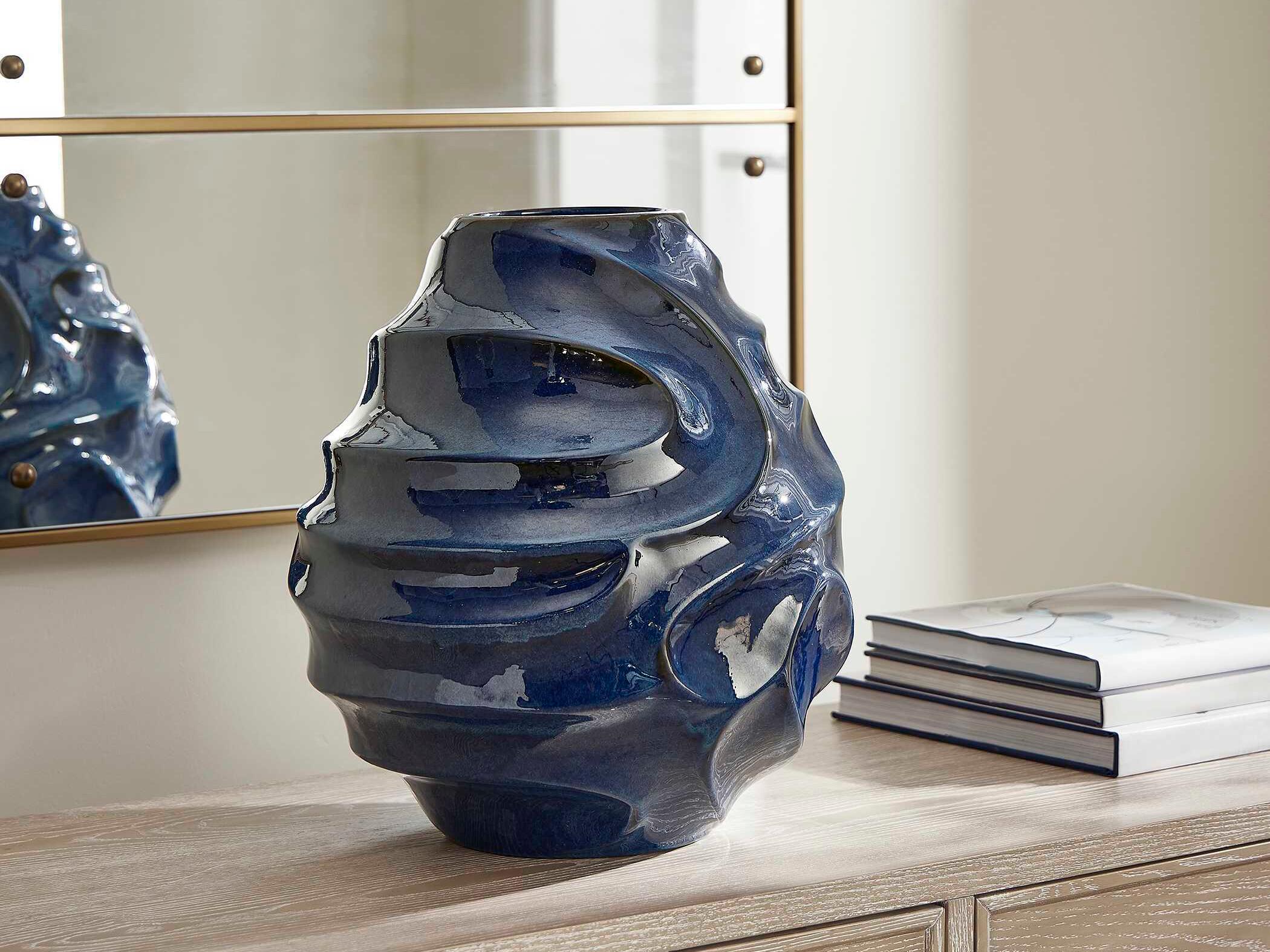 Uttermost Outdoor Helix Swirl Blue Outdoor Vase