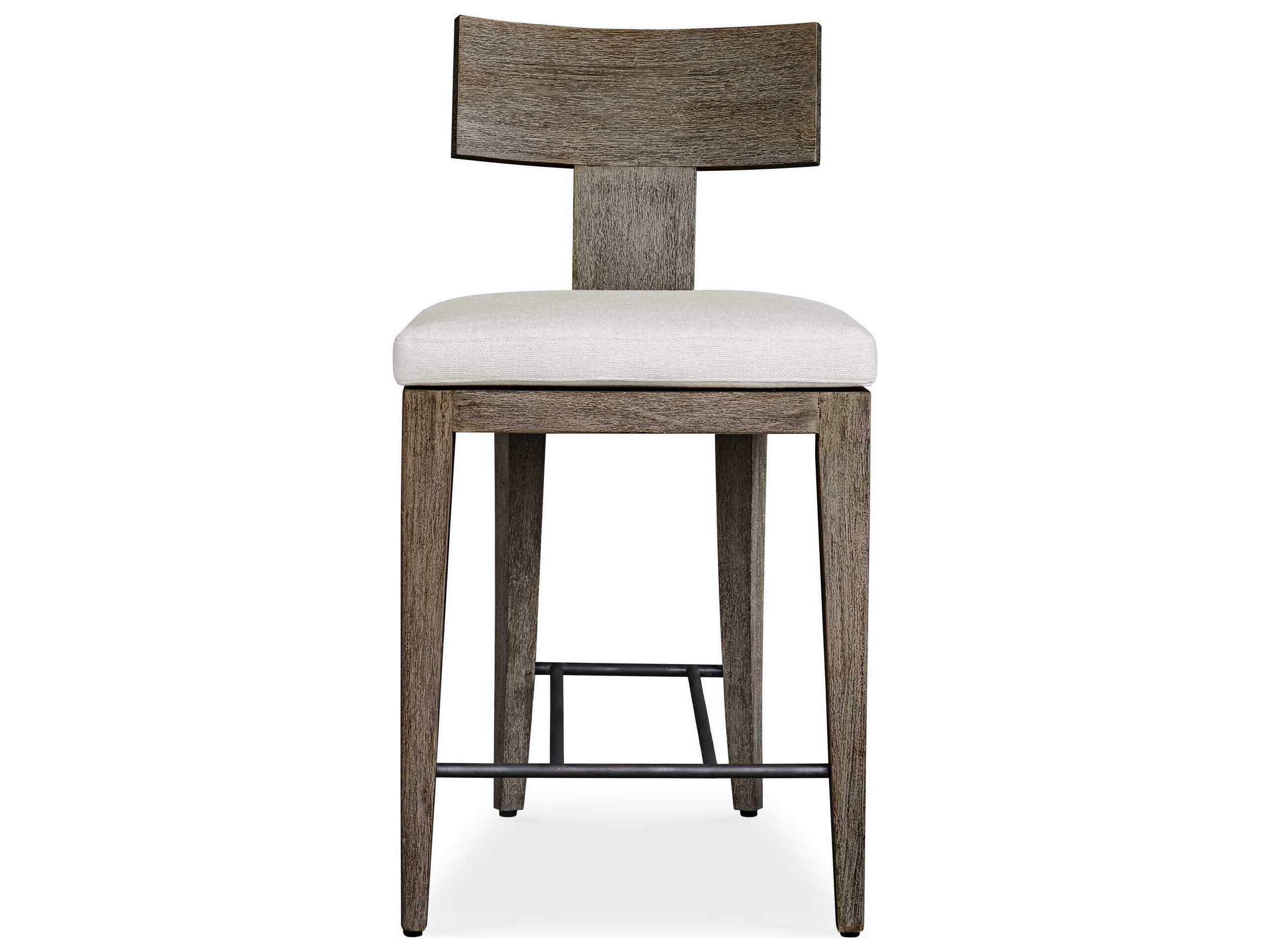 Uttermost Outdoor Cellini Weathered Gray Wood Cushion Counter Stool