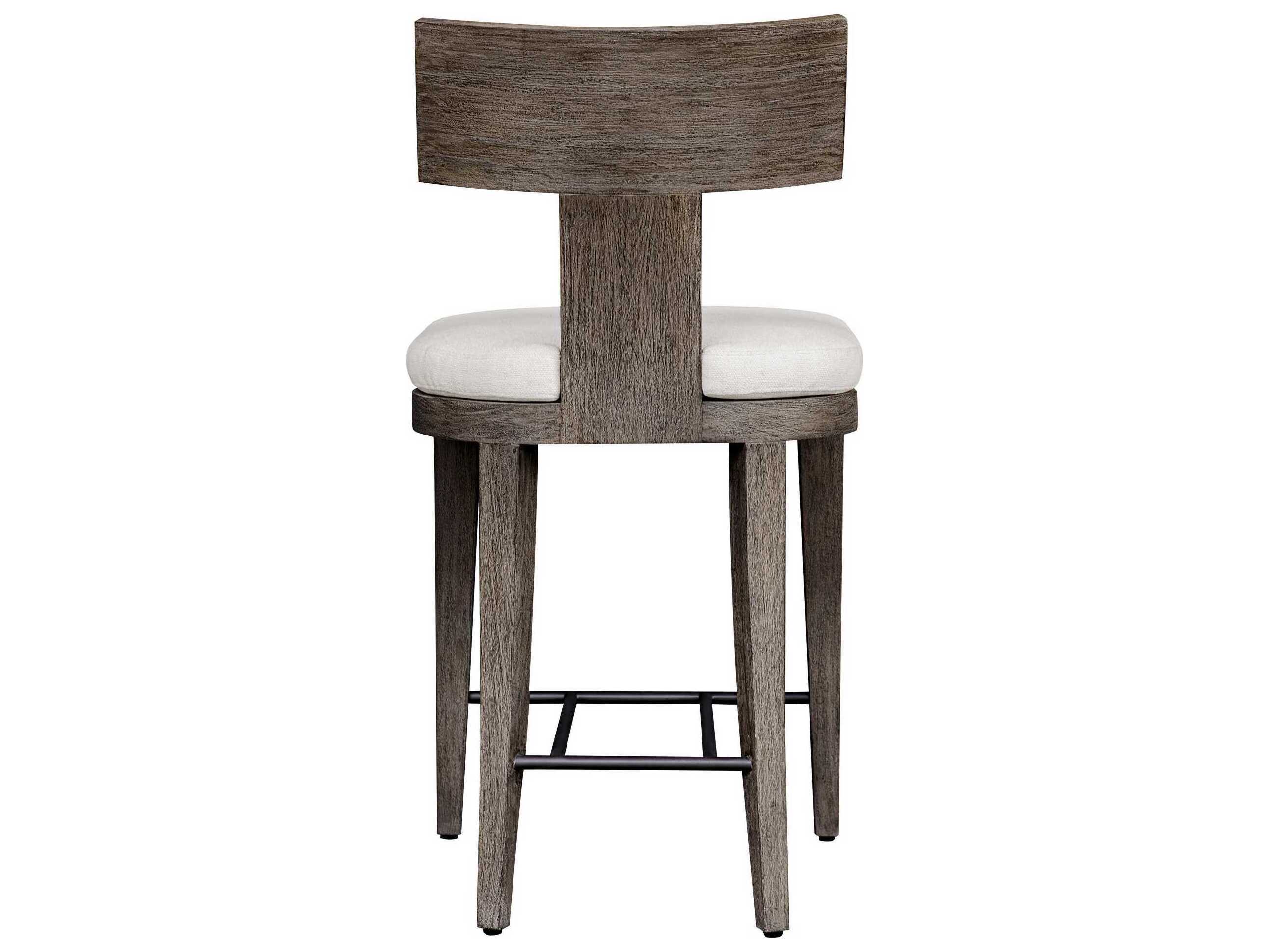 Uttermost Outdoor Cellini Weathered Gray Wood Cushion Counter Stool