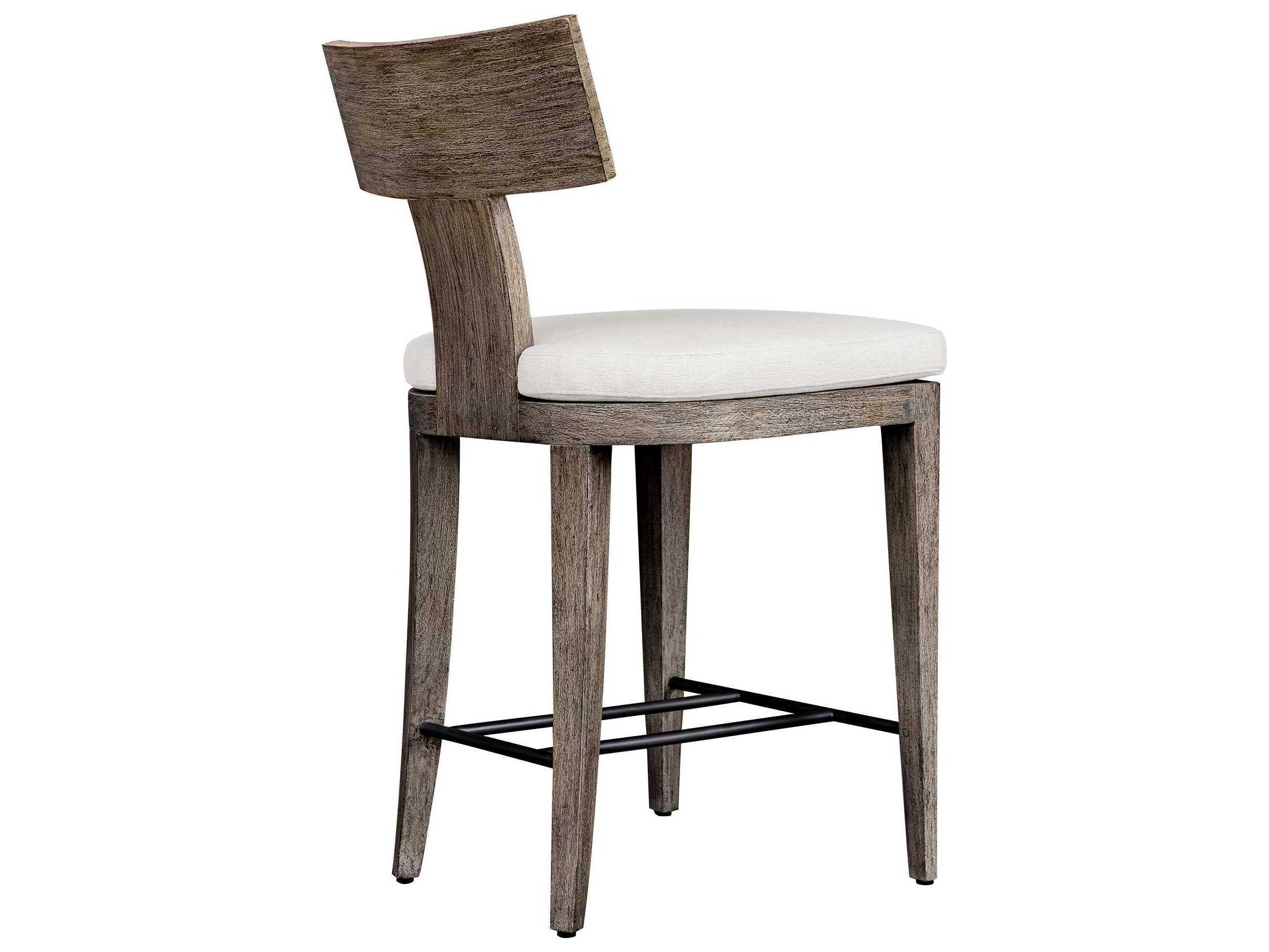 Uttermost Outdoor Cellini Weathered Gray Wood Cushion Counter Stool