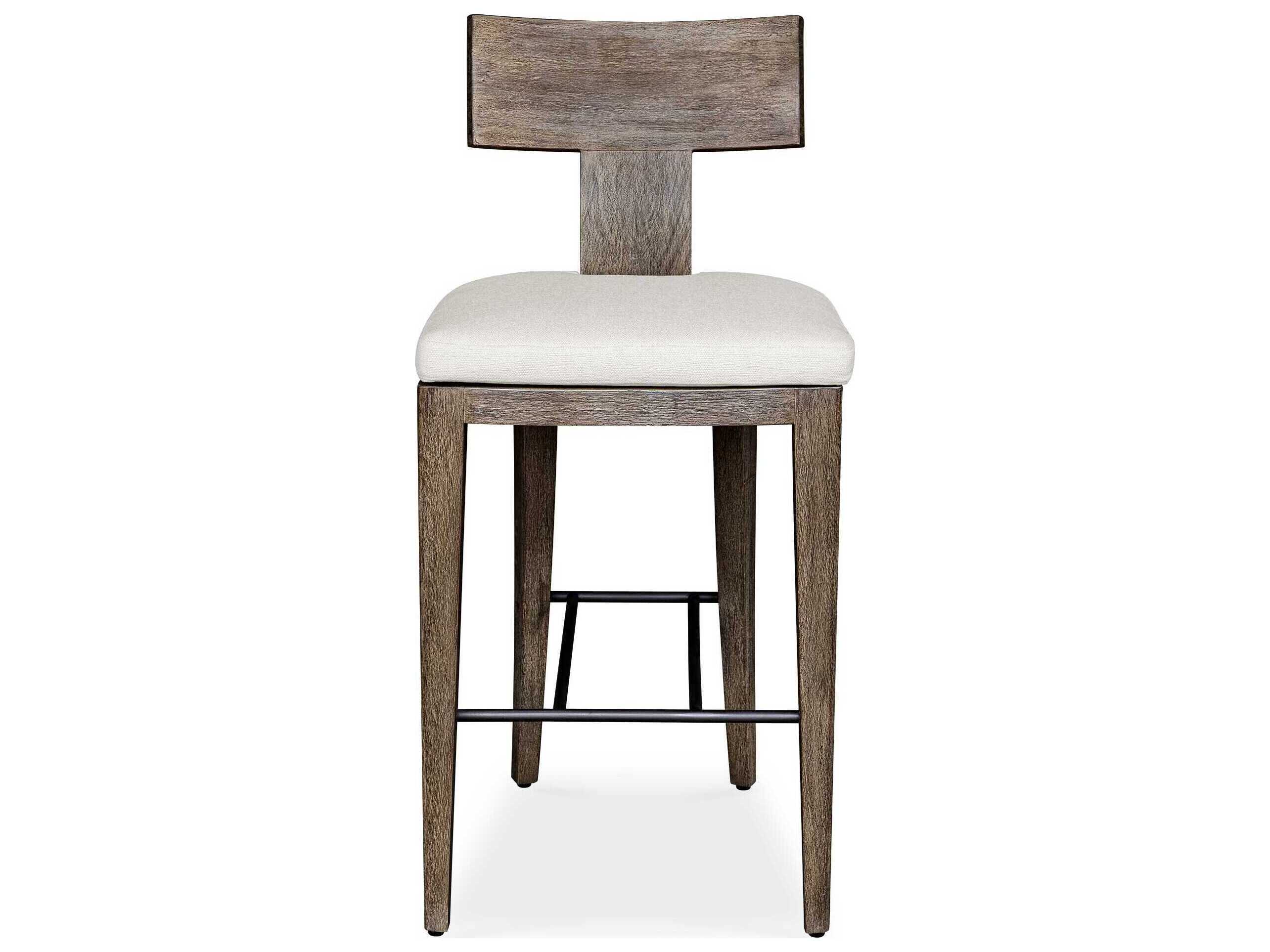 Uttermost Outdoor Cellini Weathered Gray Wood Cushion Bar Stool