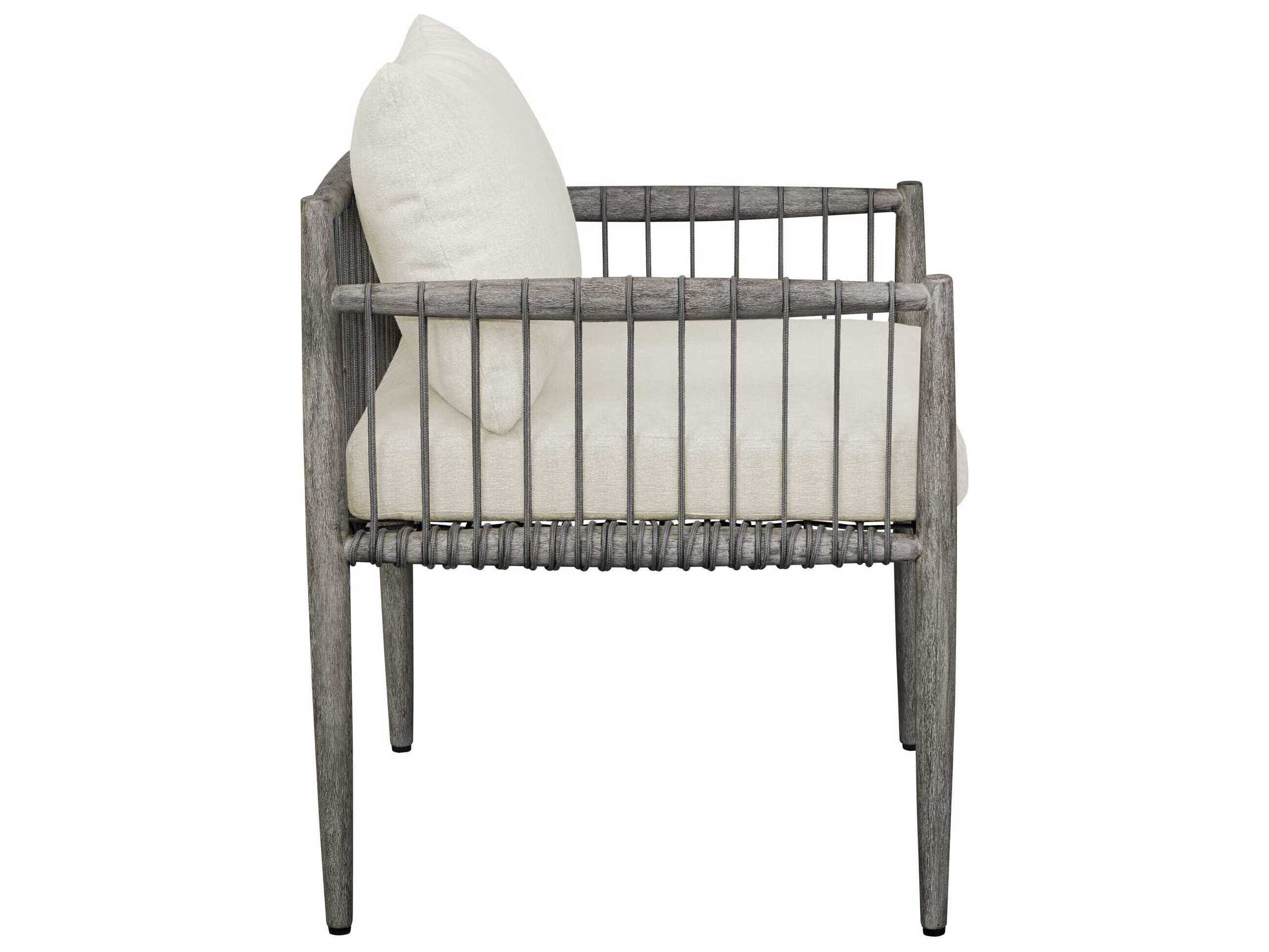 Uttermost Outdoor Borneo Weathered Dark Gray Wood Cushion Dining Chair