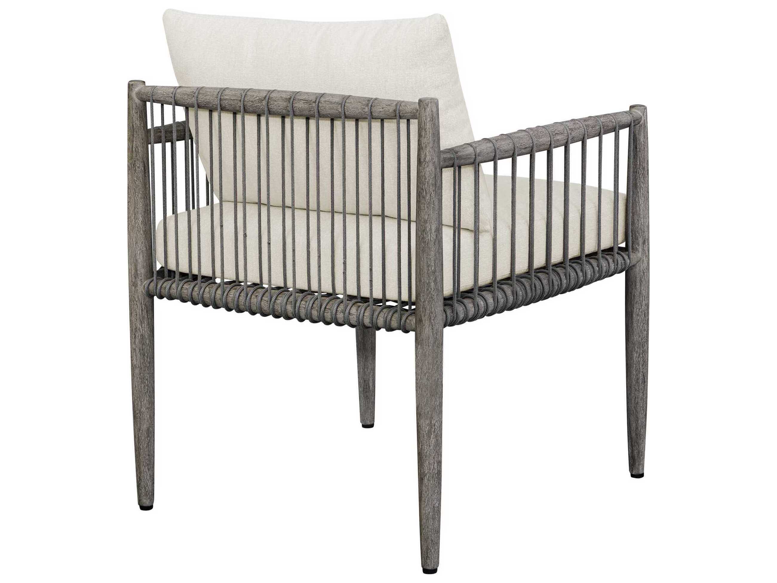 Uttermost Outdoor Borneo Weathered Dark Gray Wood Cushion Dining Chair