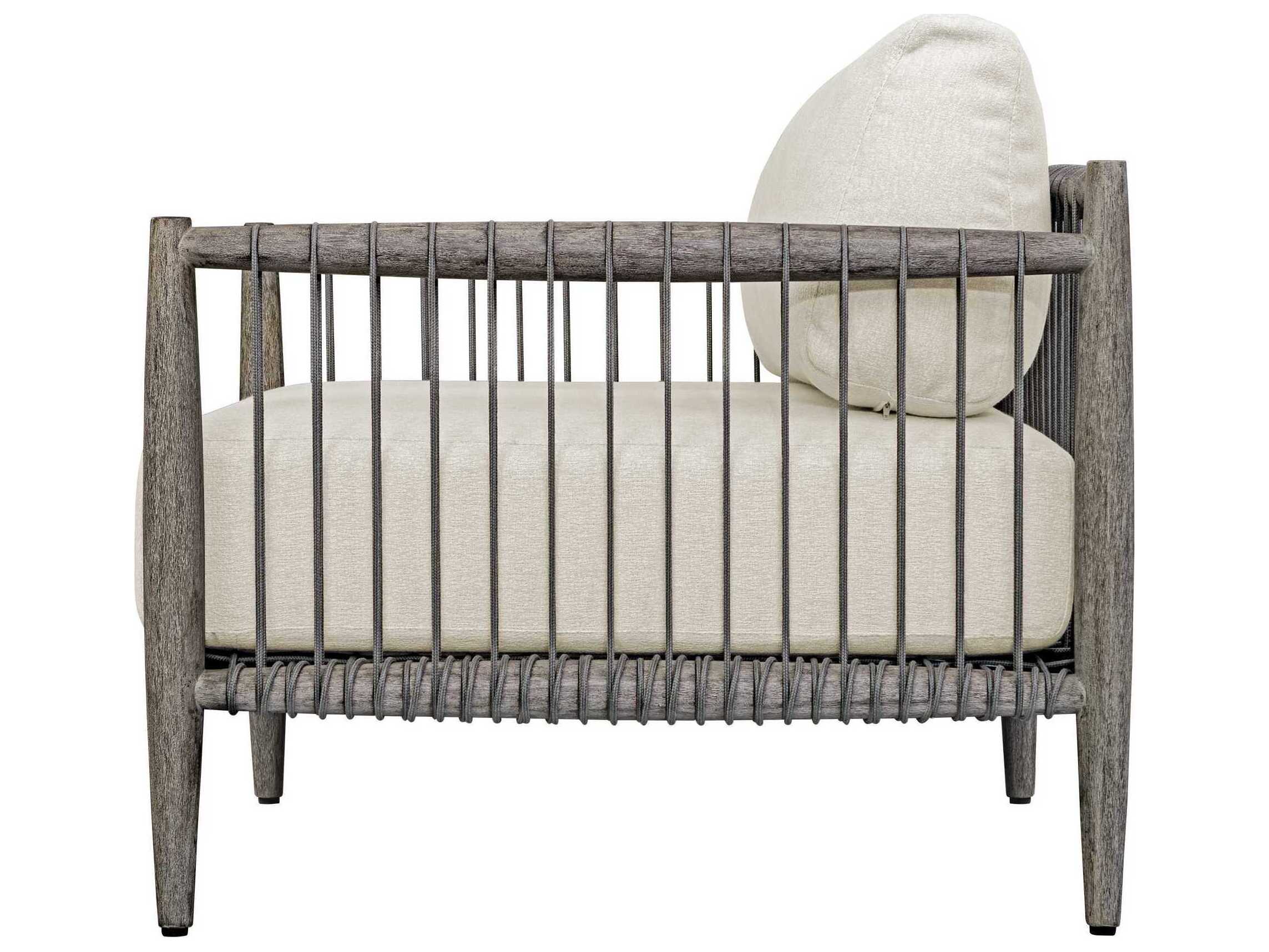 Uttermost Outdoor Borneo Weathered Dark Gray Wood Cushion Lounge Chair