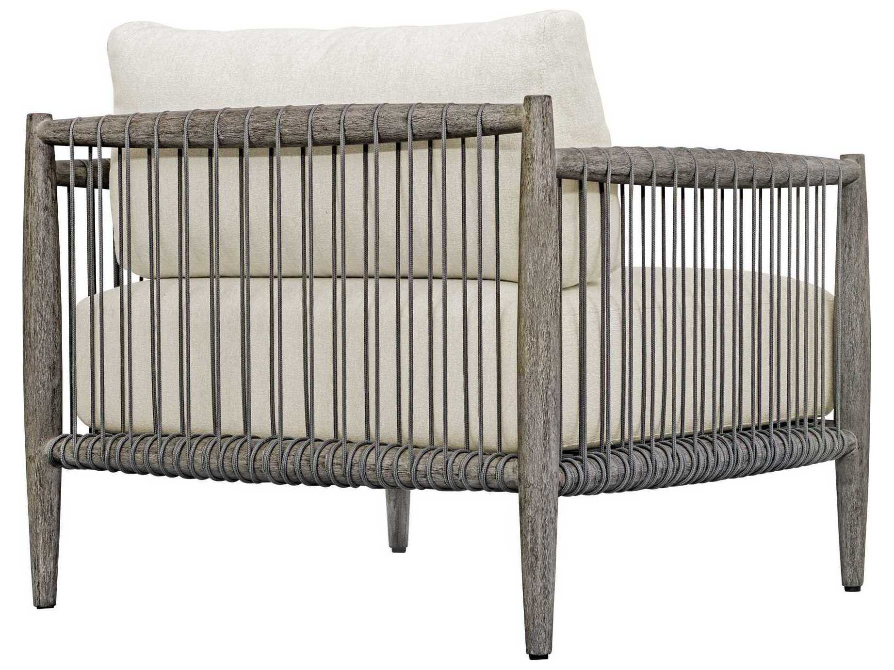 Uttermost Outdoor Borneo Weathered Dark Gray Wood Cushion Lounge Chair