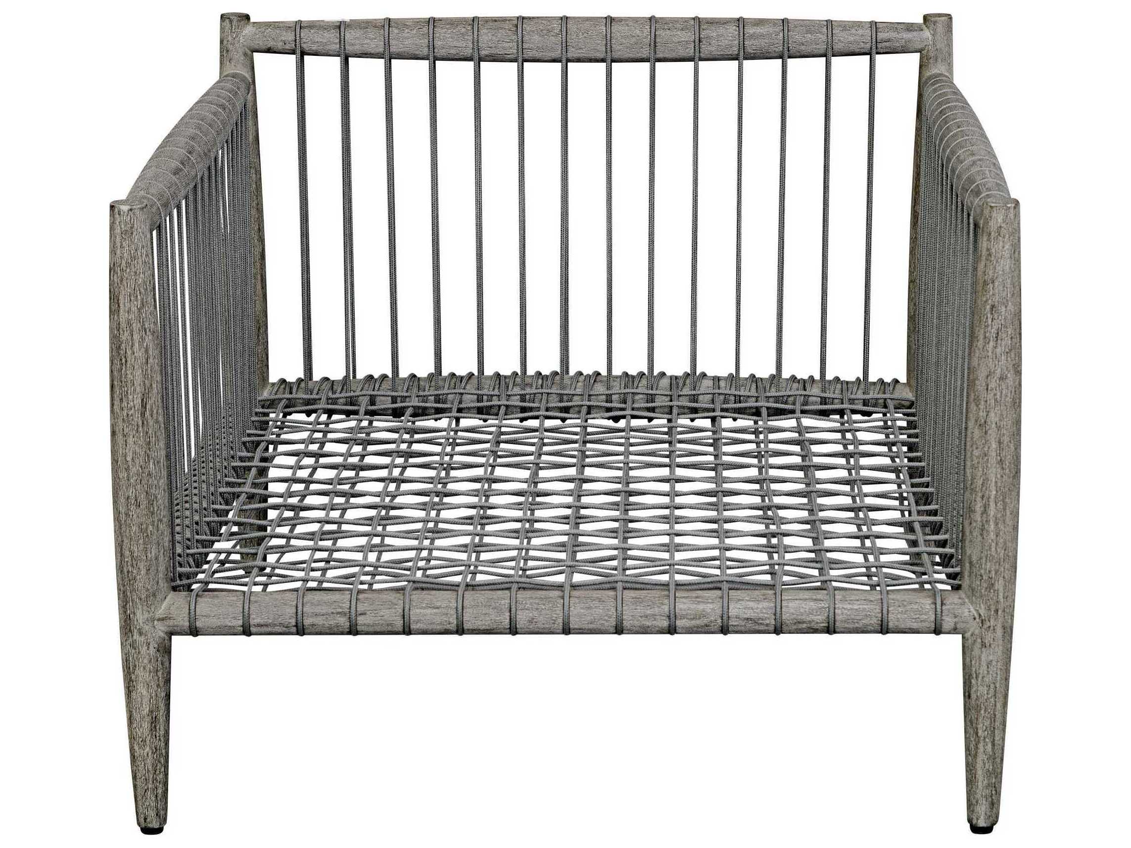 Uttermost Outdoor Borneo Weathered Dark Gray Wood Cushion Lounge Chair