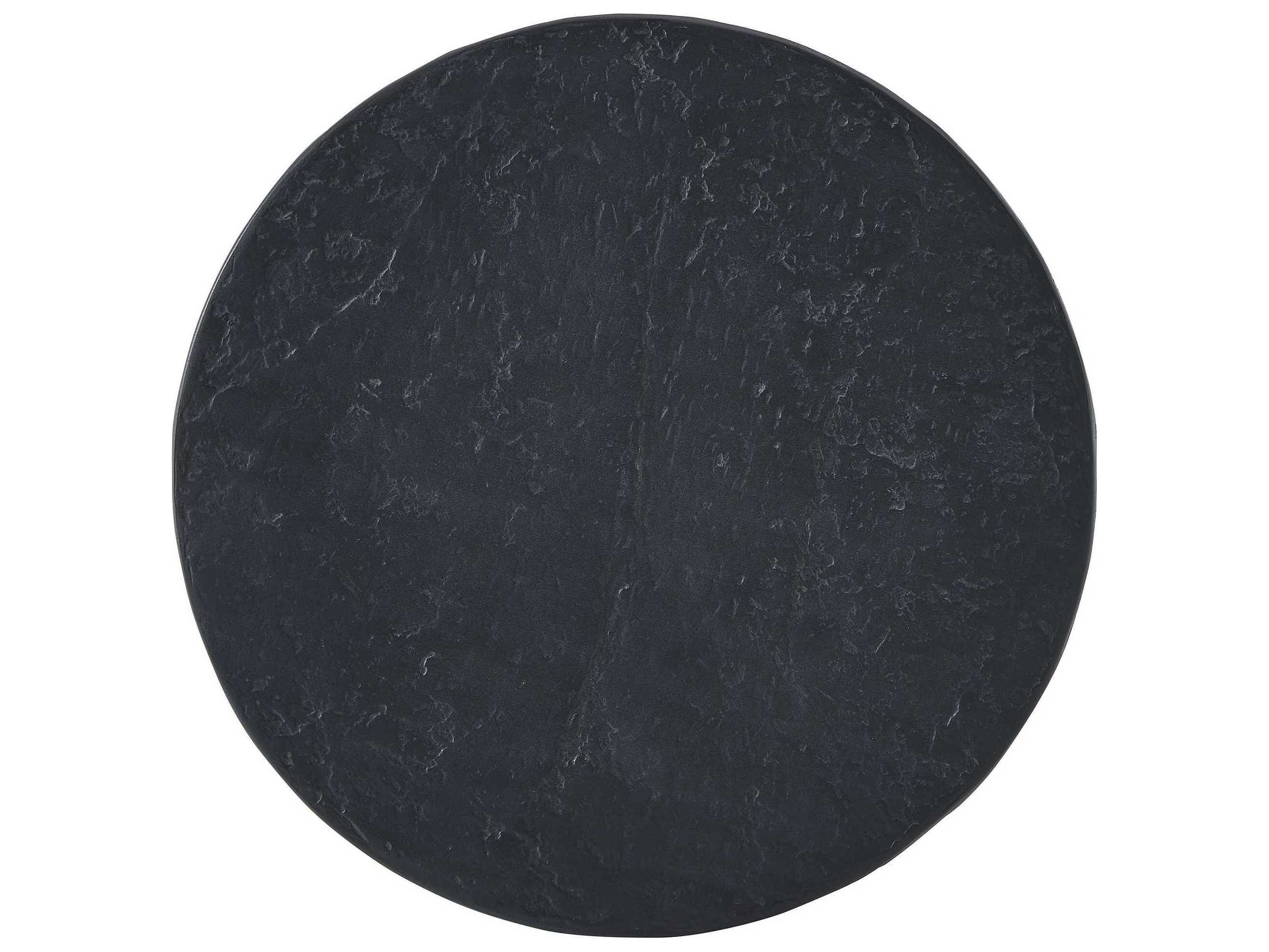 Uttermost Outdoor Hurlle Black Slate Concrete Round End Table