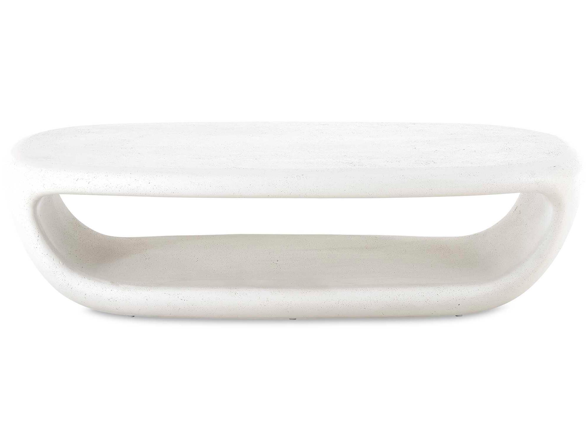 Uttermost Outdoor Leyton Warm White Concrete Oval Coffee Table