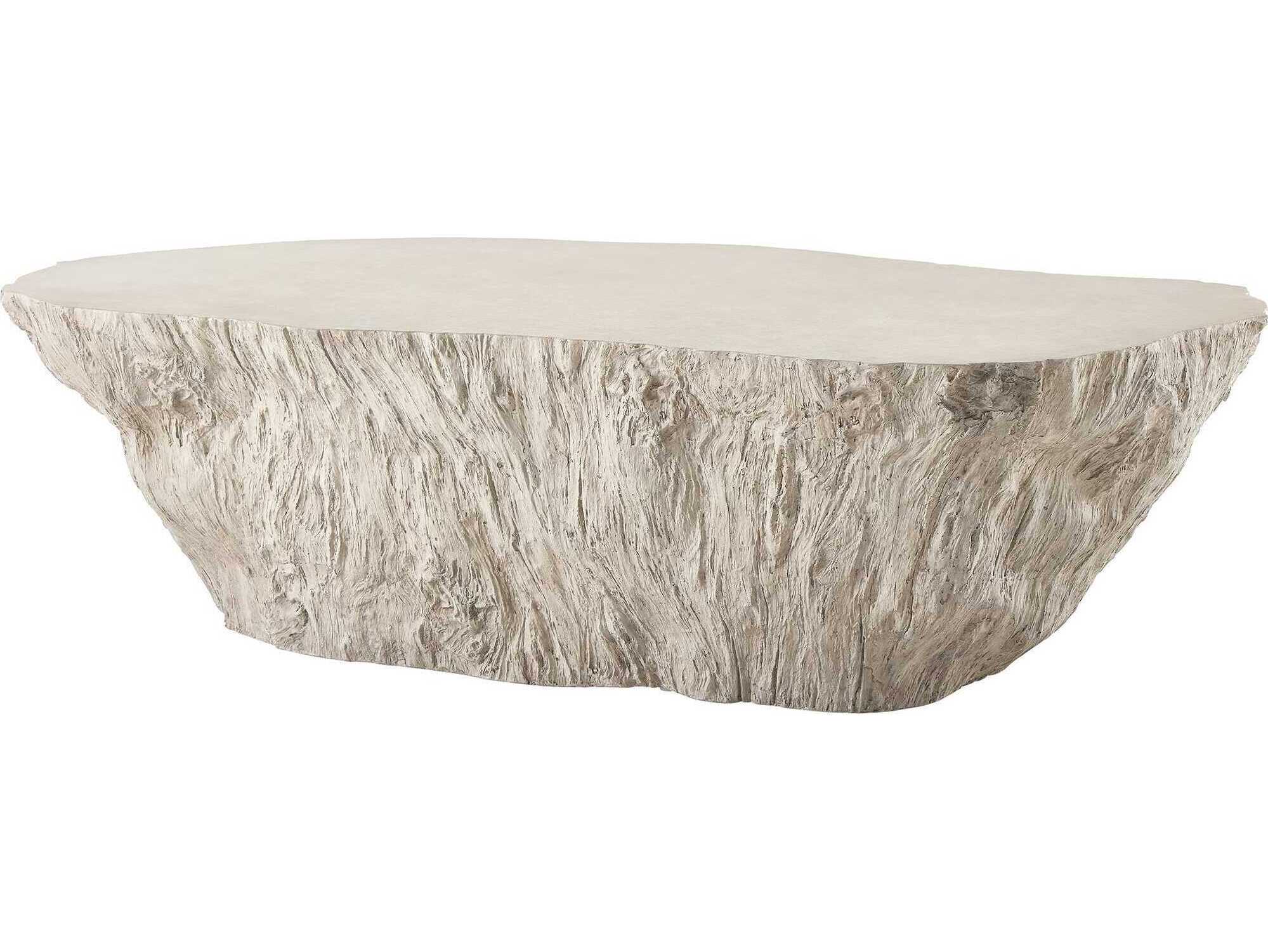 Uttermost Outdoor Oakmont White Concrete Oval Coffee Table