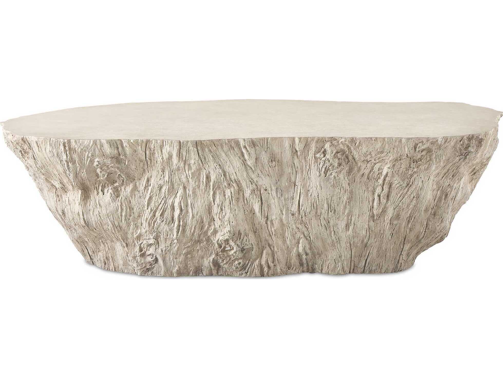 Uttermost Outdoor Oakmont White Concrete Oval Coffee Table